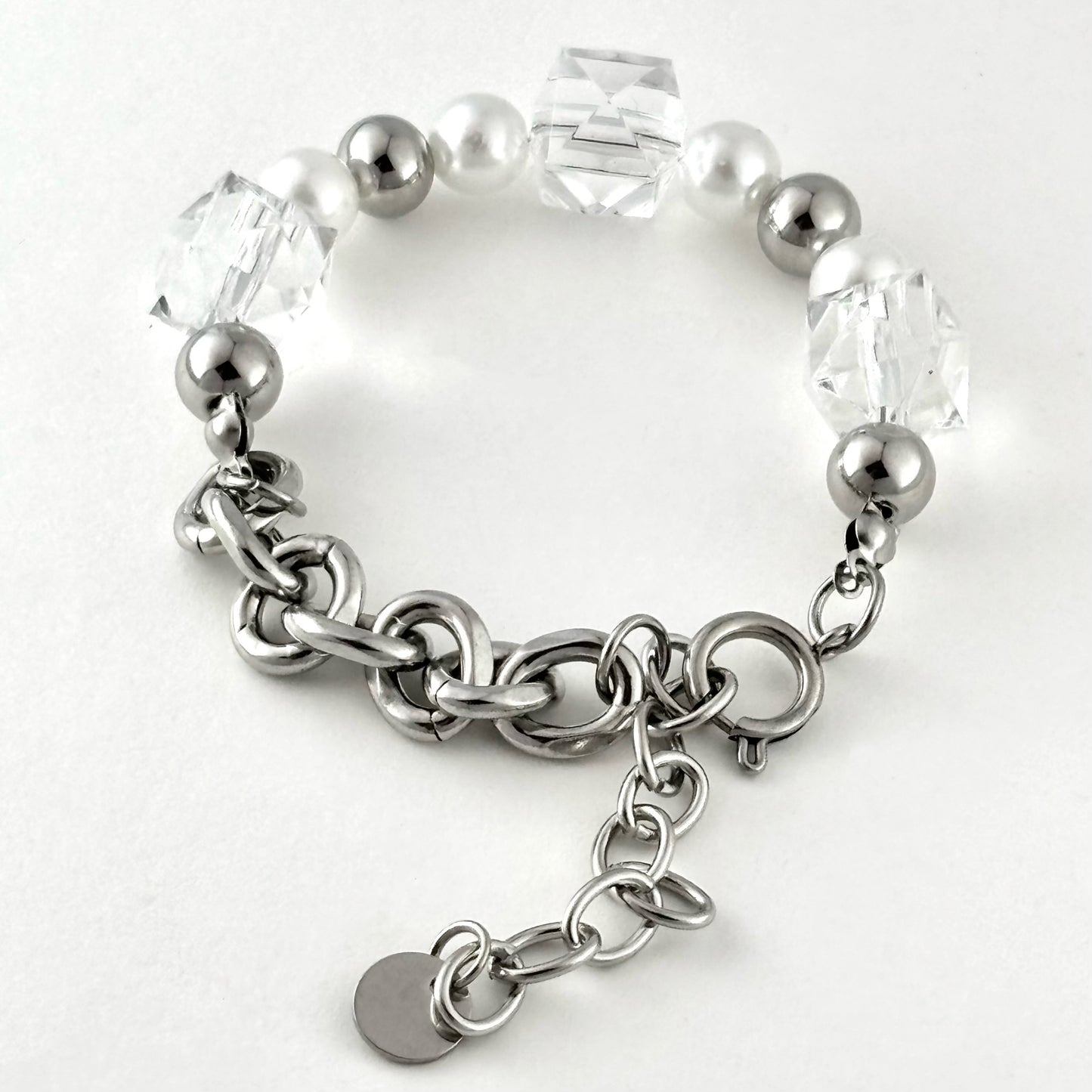 Square Crystal Shape Titanium Bracelet