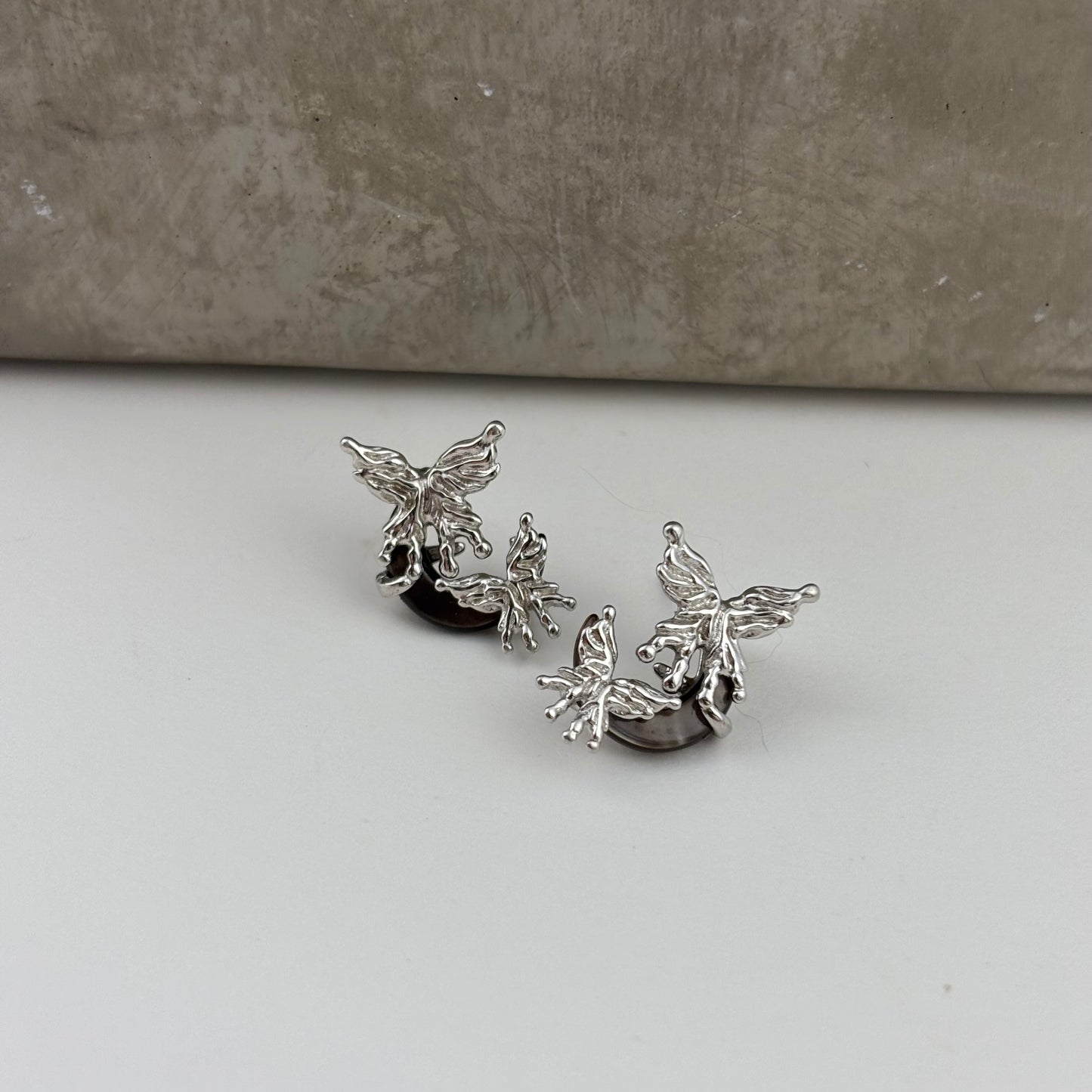 S925 Sterling Silver Butterfly Resin Earrings