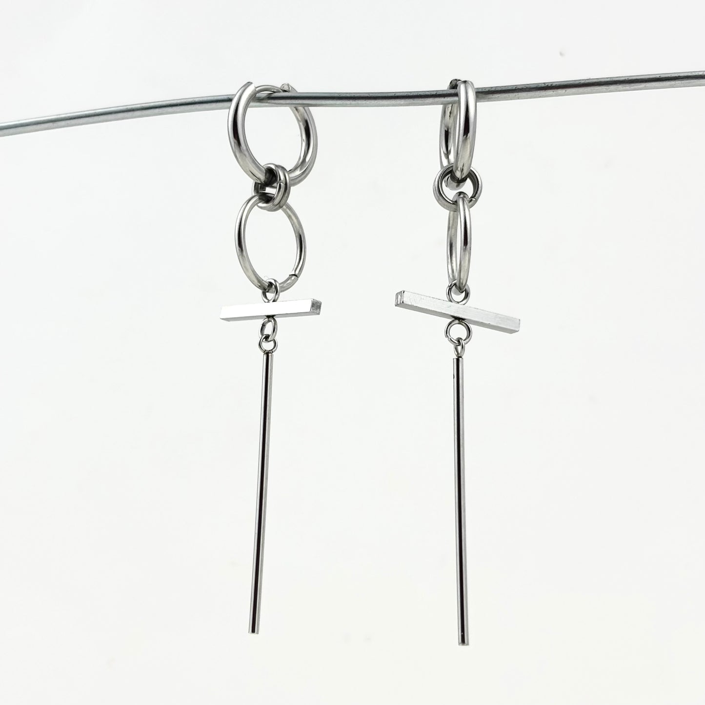 Customized Titanium Geometric Patchwork Dangle Earrings