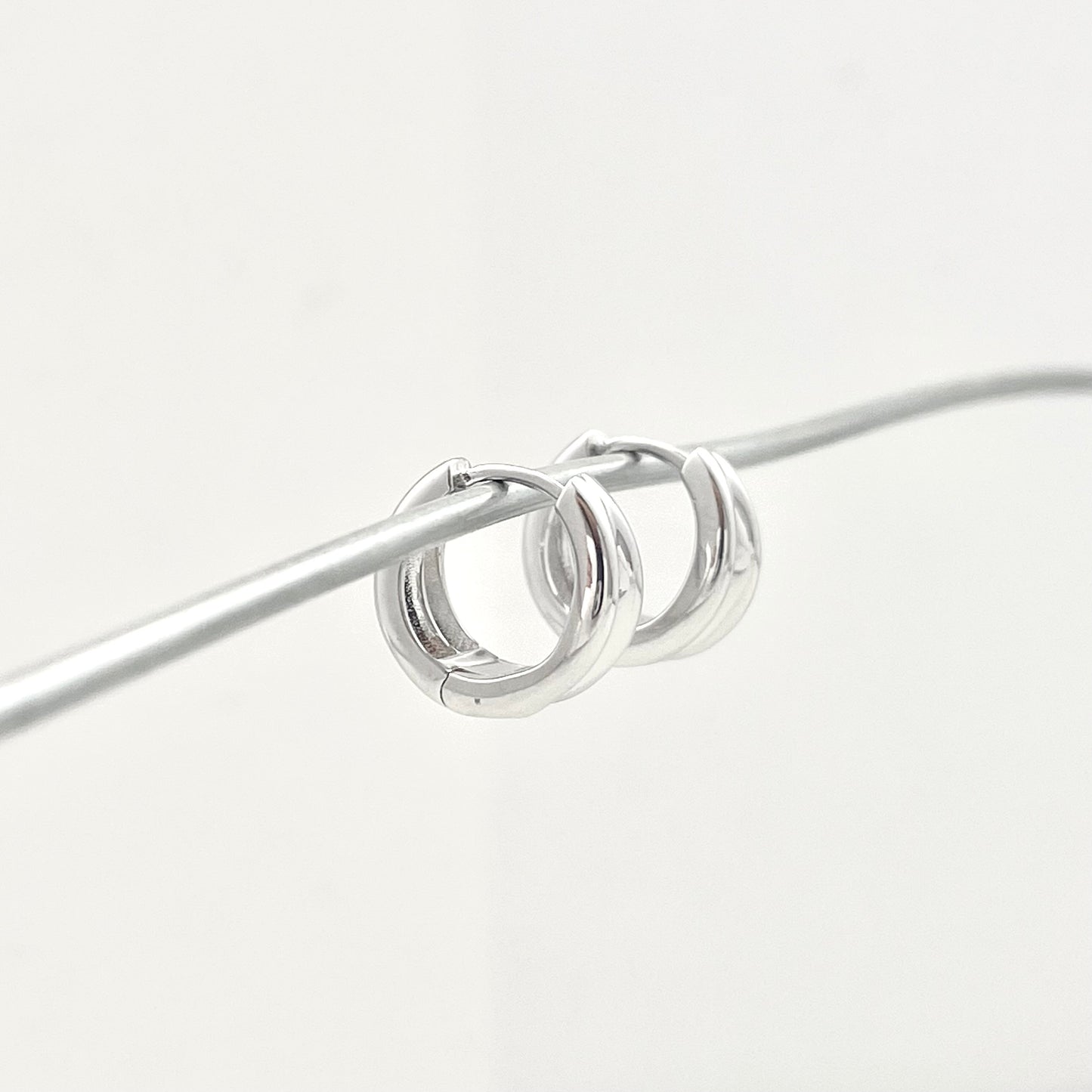 S925 Sterling Silver Polished Round Earrings Hoops