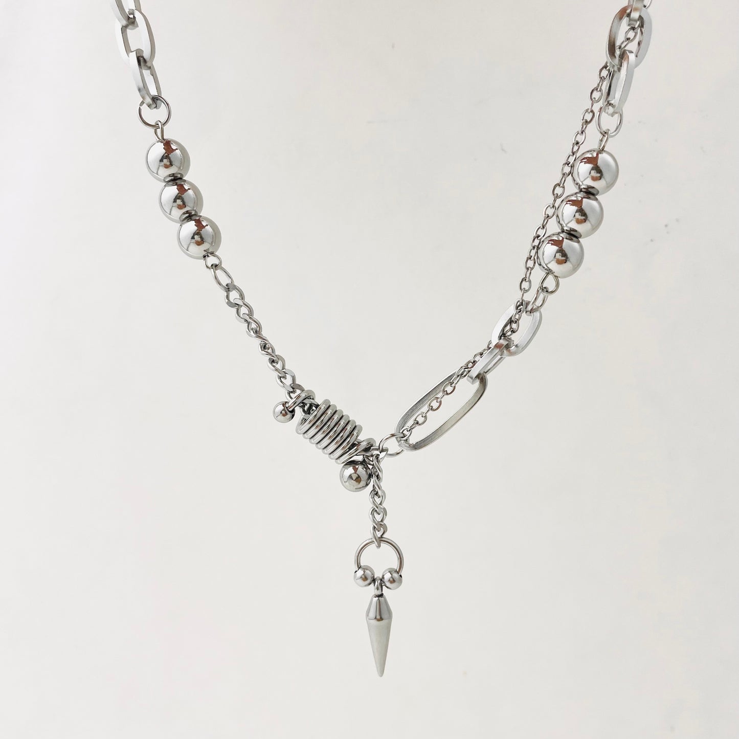 Titanium Steel Tassel Rivet Necklace