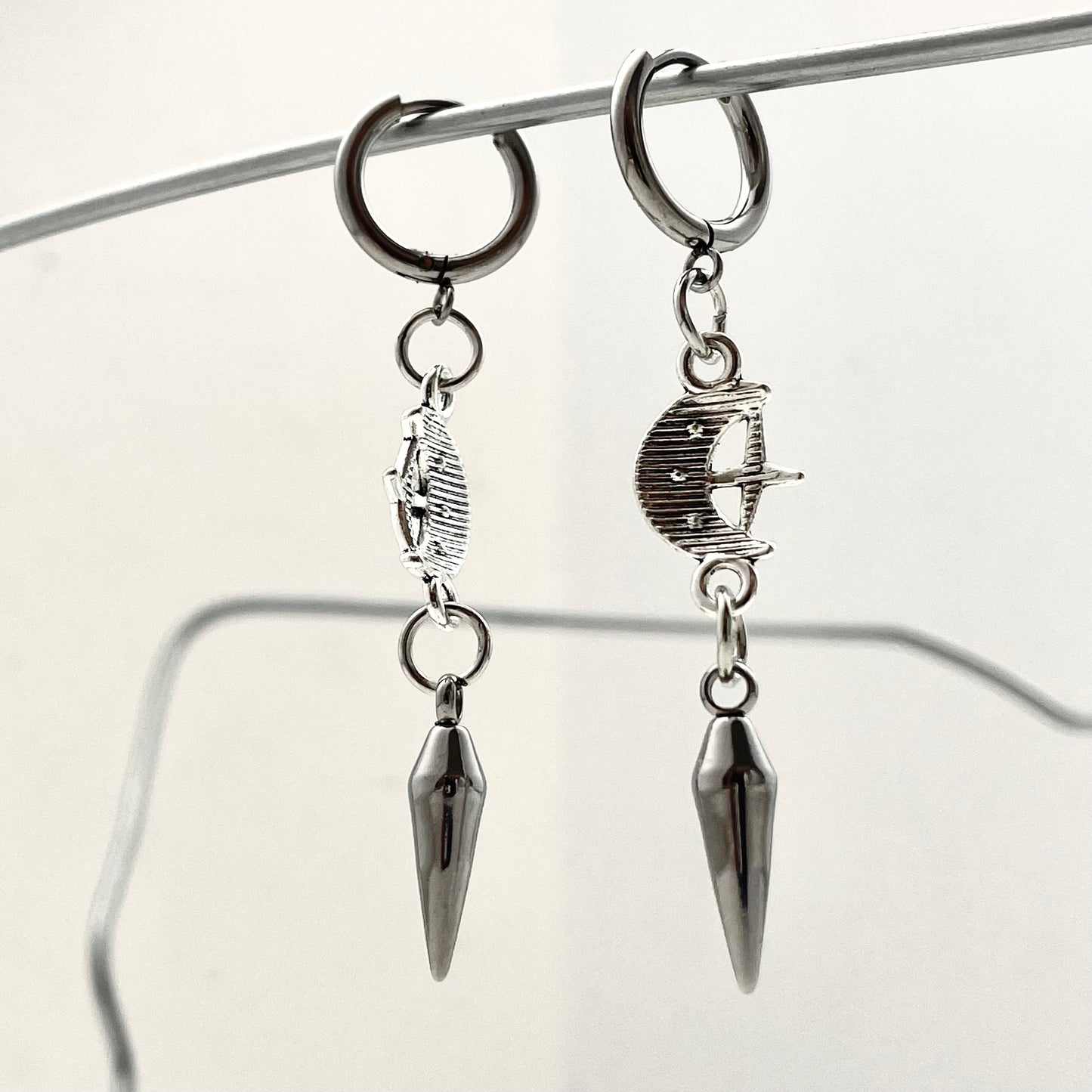 Titanium Steel Moon Earrings