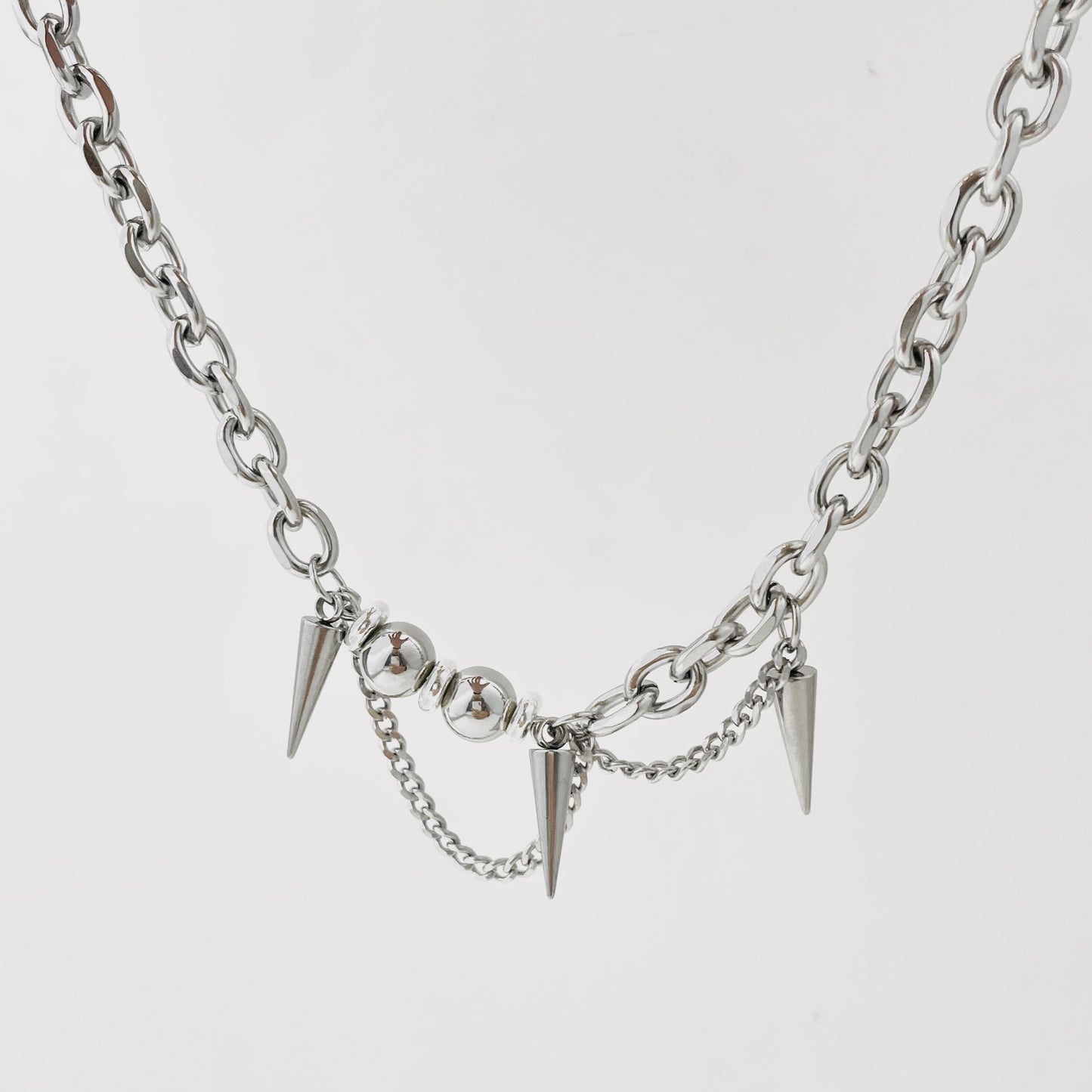 Titanium Steel Triple-Cone Rivet Necklace