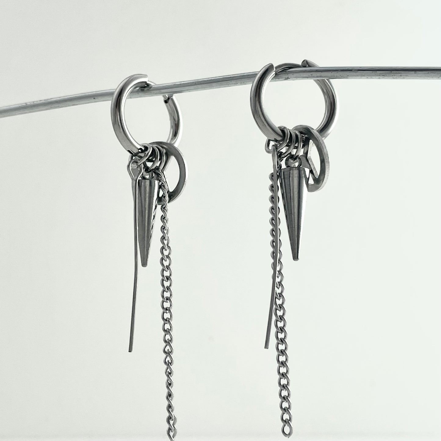 Titanium Steel Chain Rivet Earrings