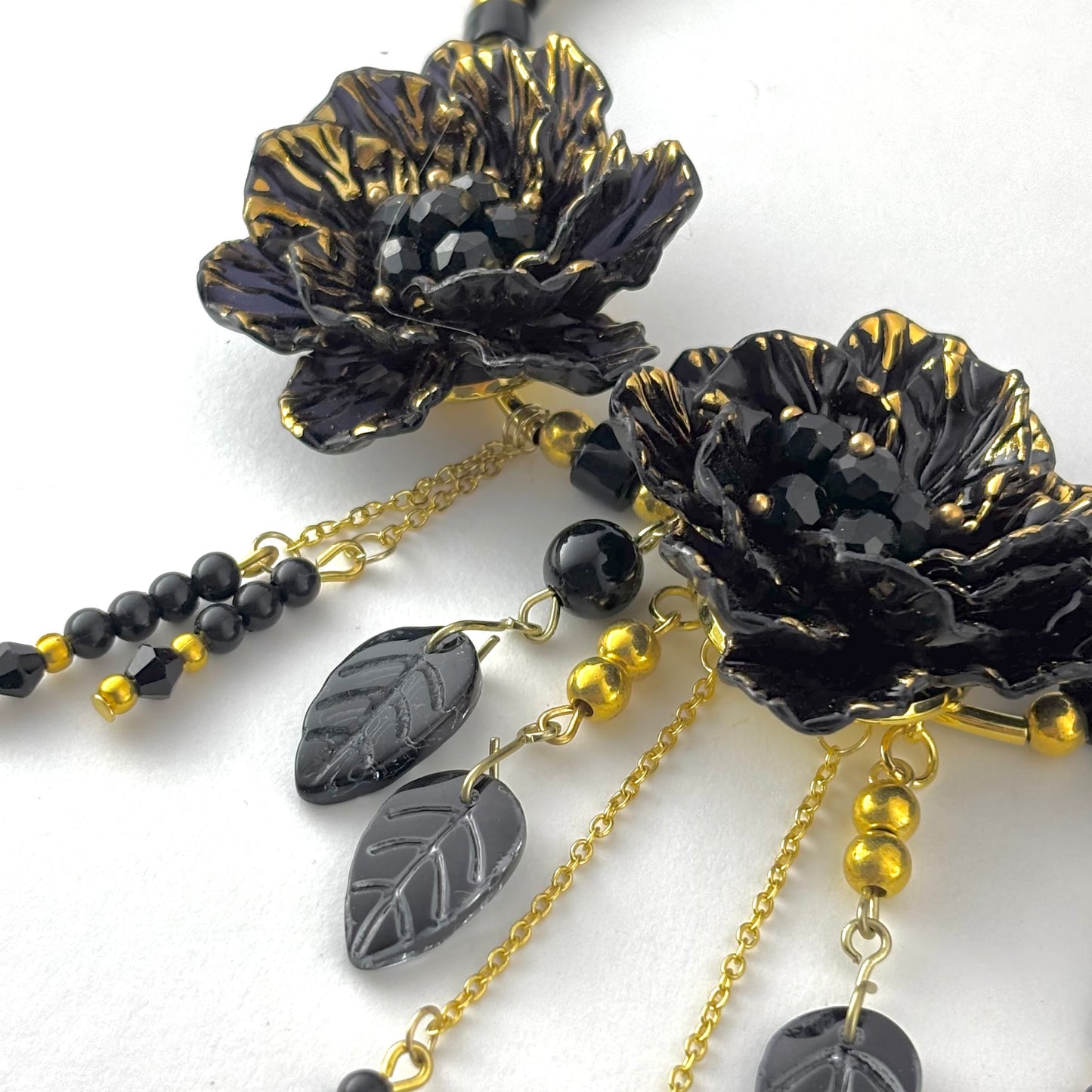 Black Rose Beaded Necklace
