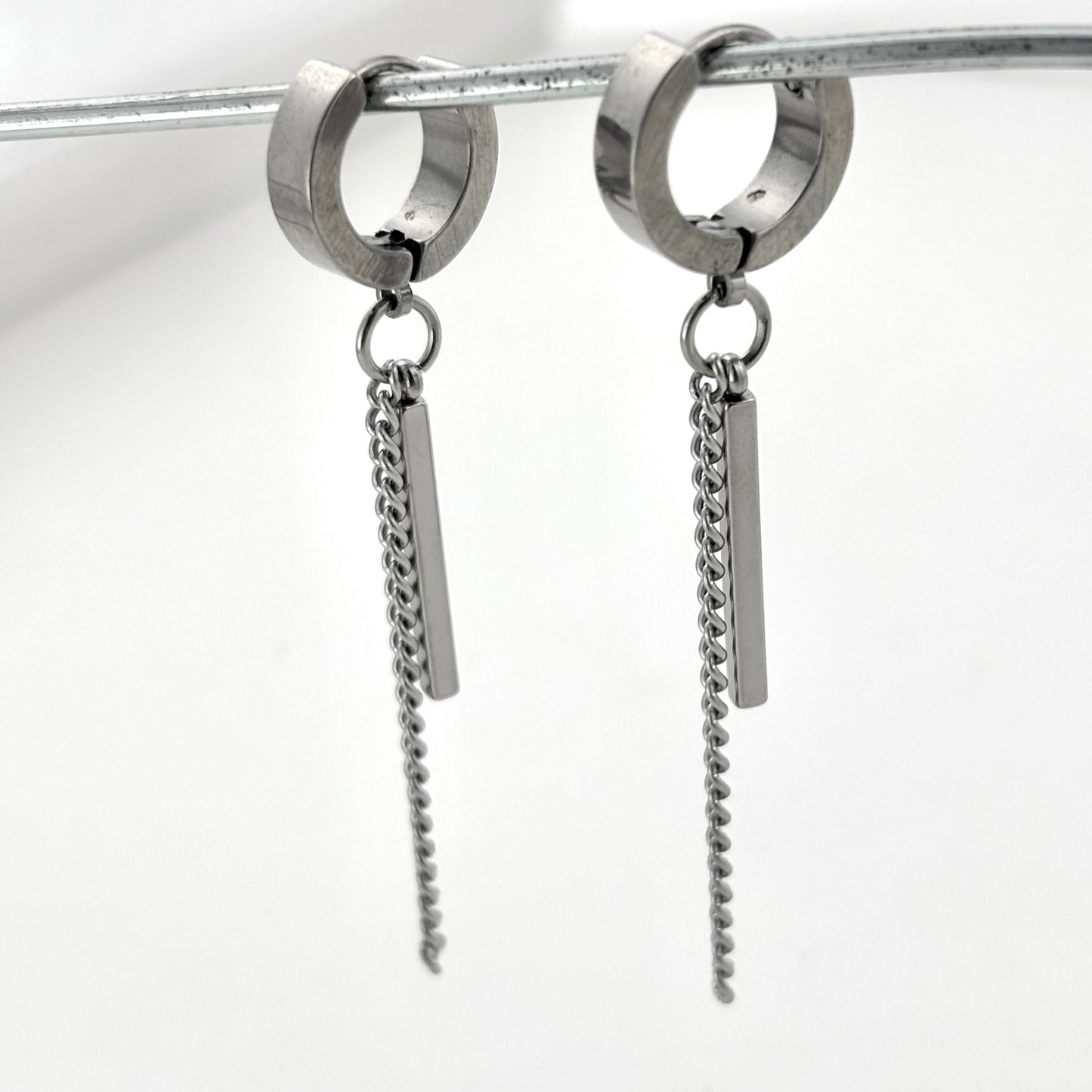 Titanium Minimalist Line Earrings