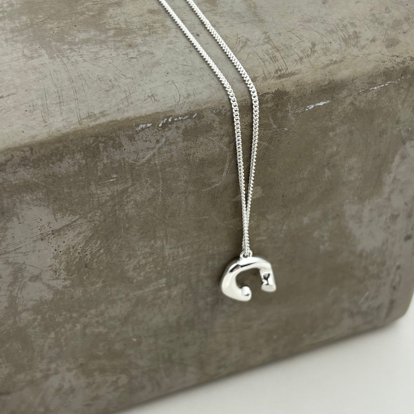 C Shape Pendant Silver Necklace