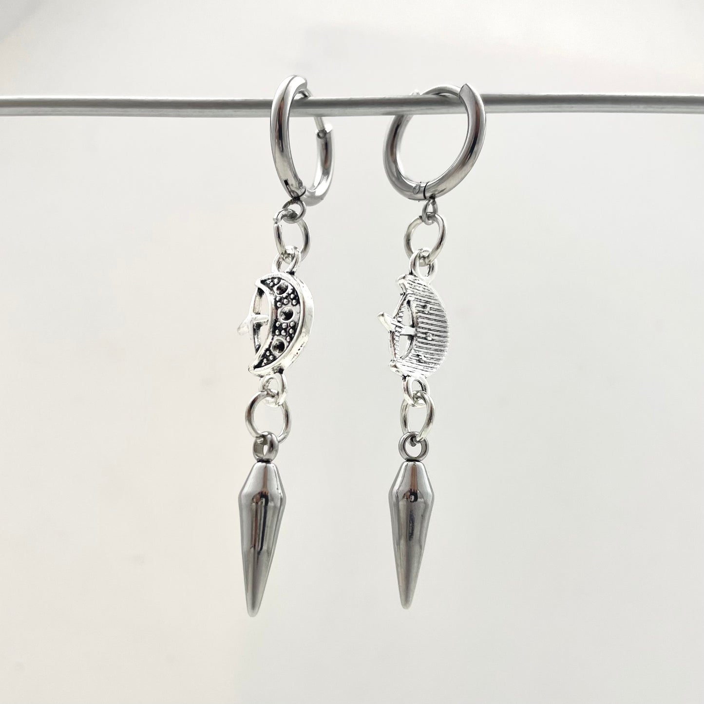 Titanium Steel Moon Earrings