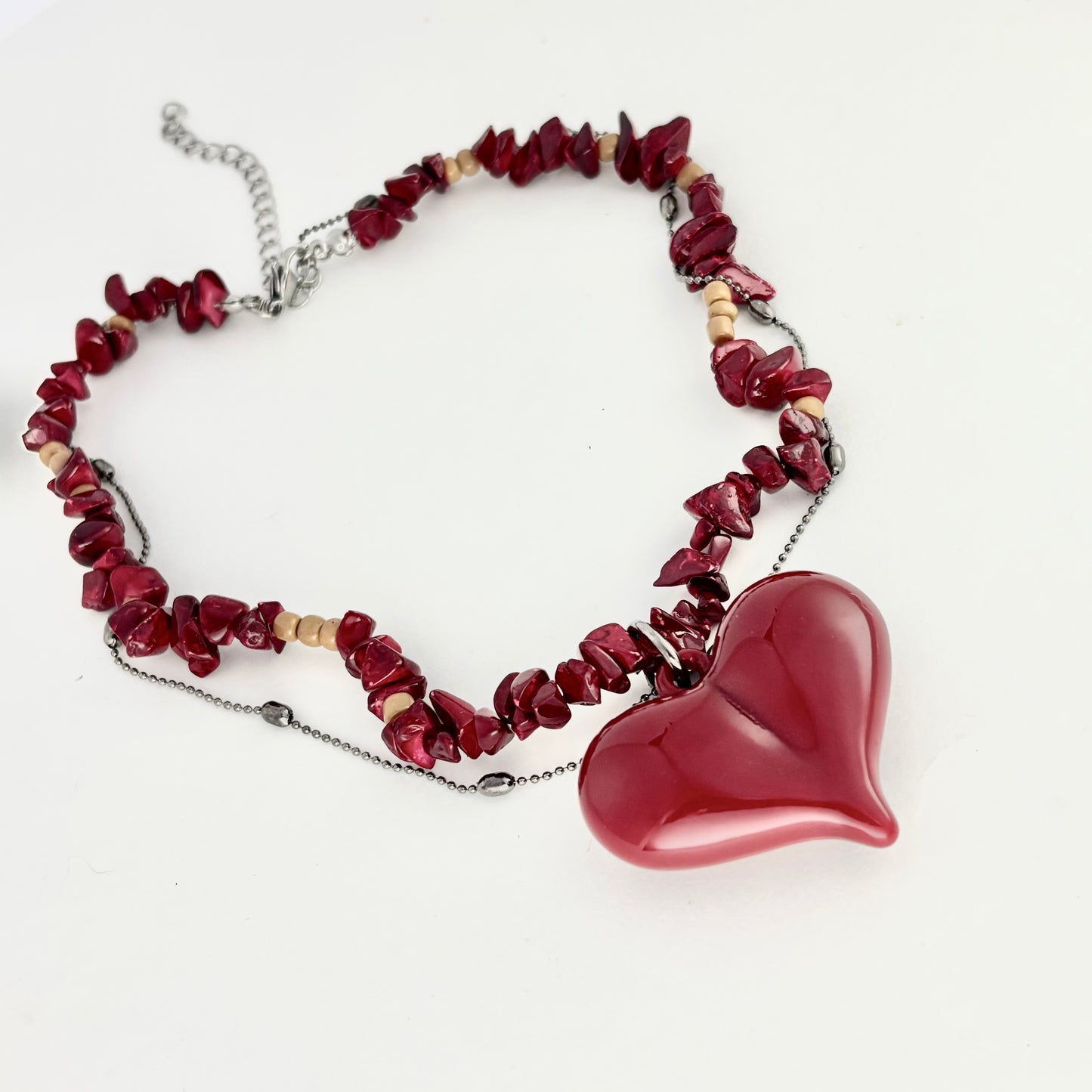 Red Bubble Heart Necklace