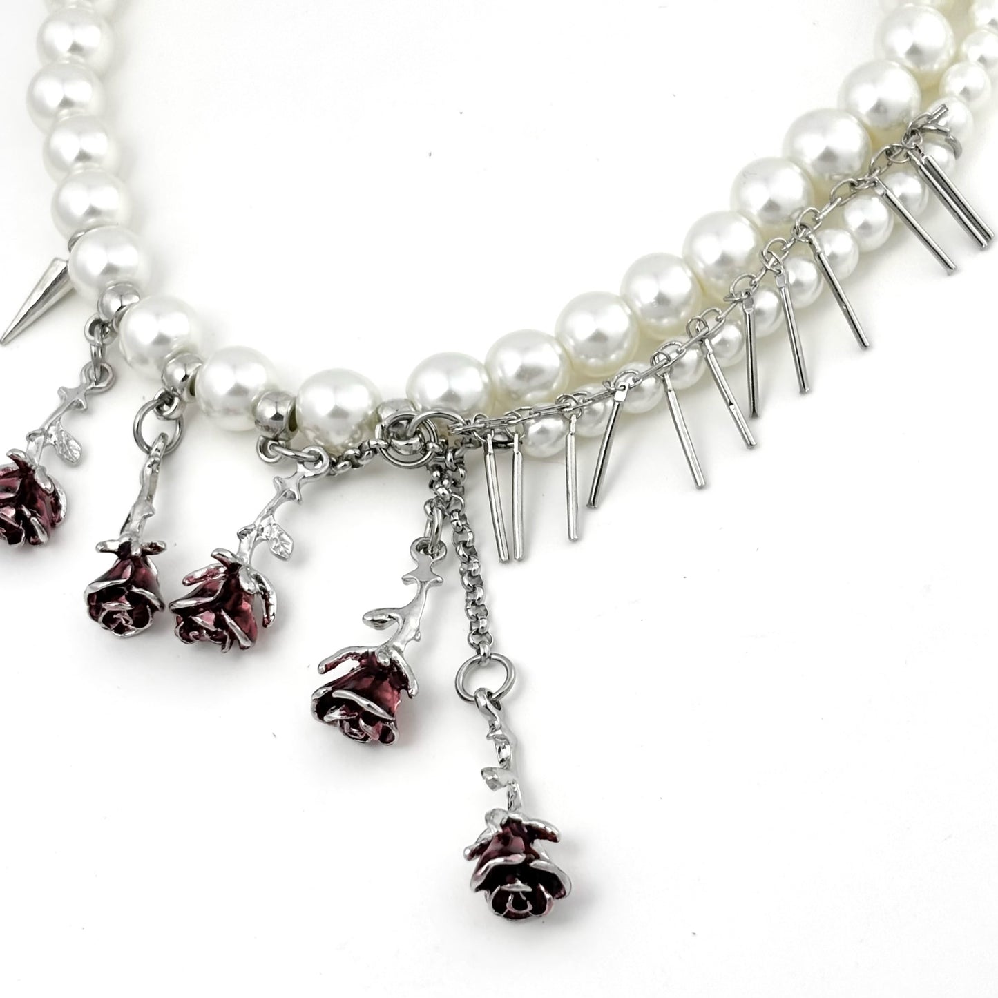Pearl and Rose Tassel Necklace