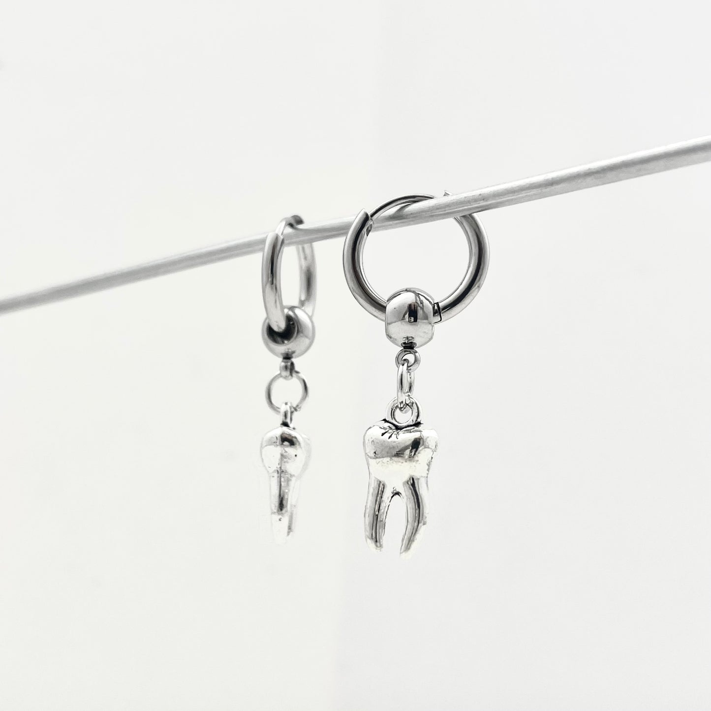 Titanium Steel Punk Tooth Pendant Earrings