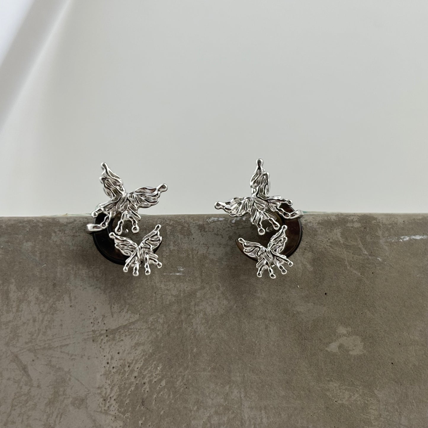 S925 Sterling Silver Butterfly Resin Earrings