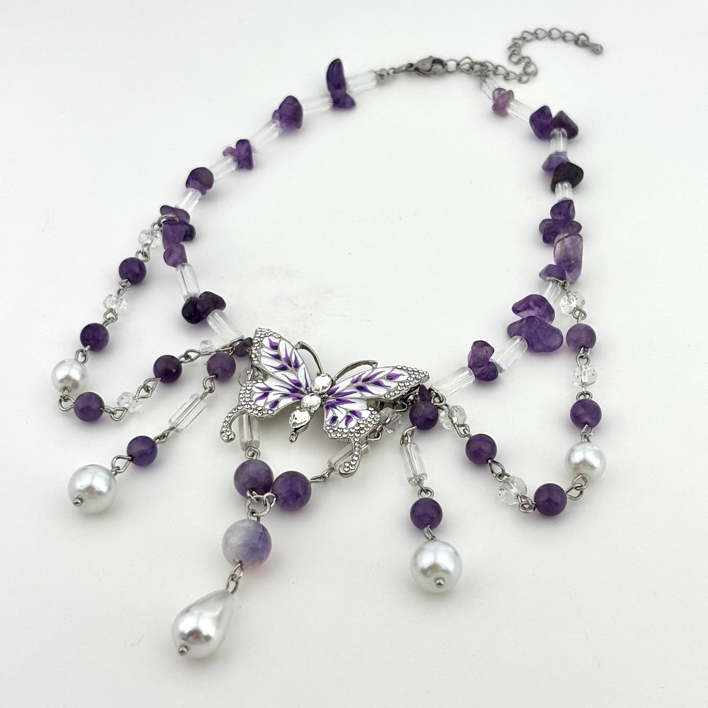 Amethyst Butterfly Double Layer Choker