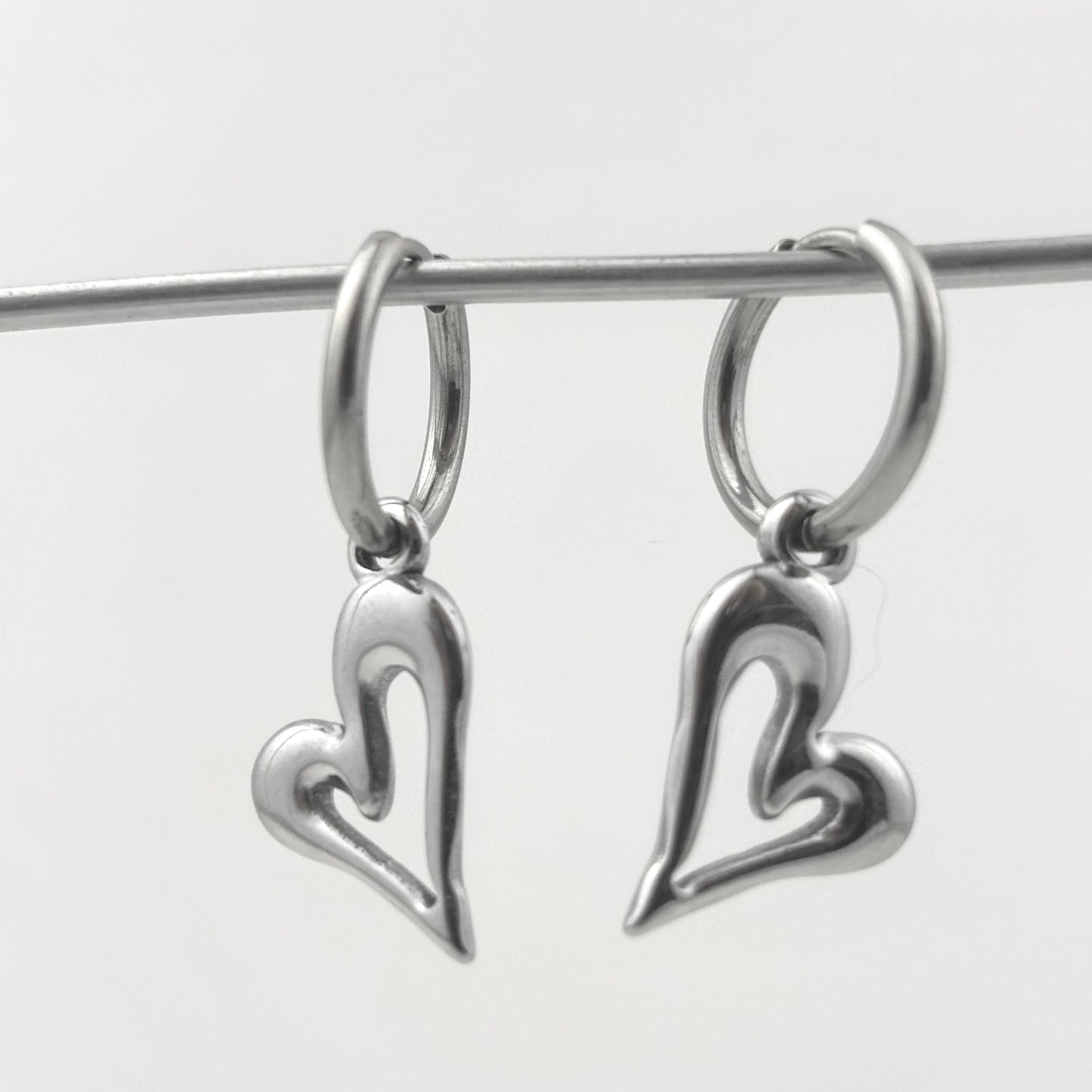 Titanium Steel Heart Dangle Earrings