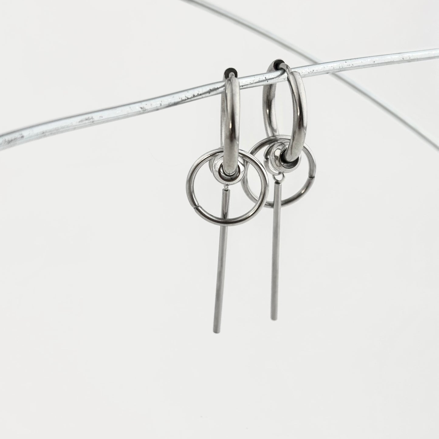 Long Beaded Titanium Earrings