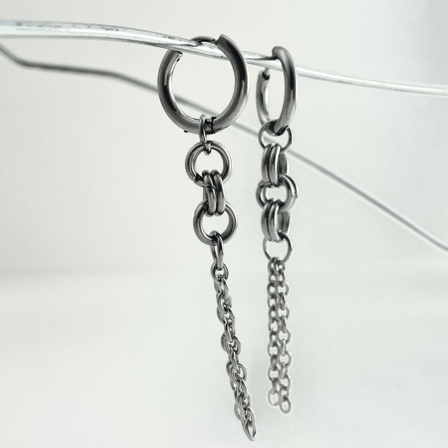 Titanium Steel Circle Segment Earrings