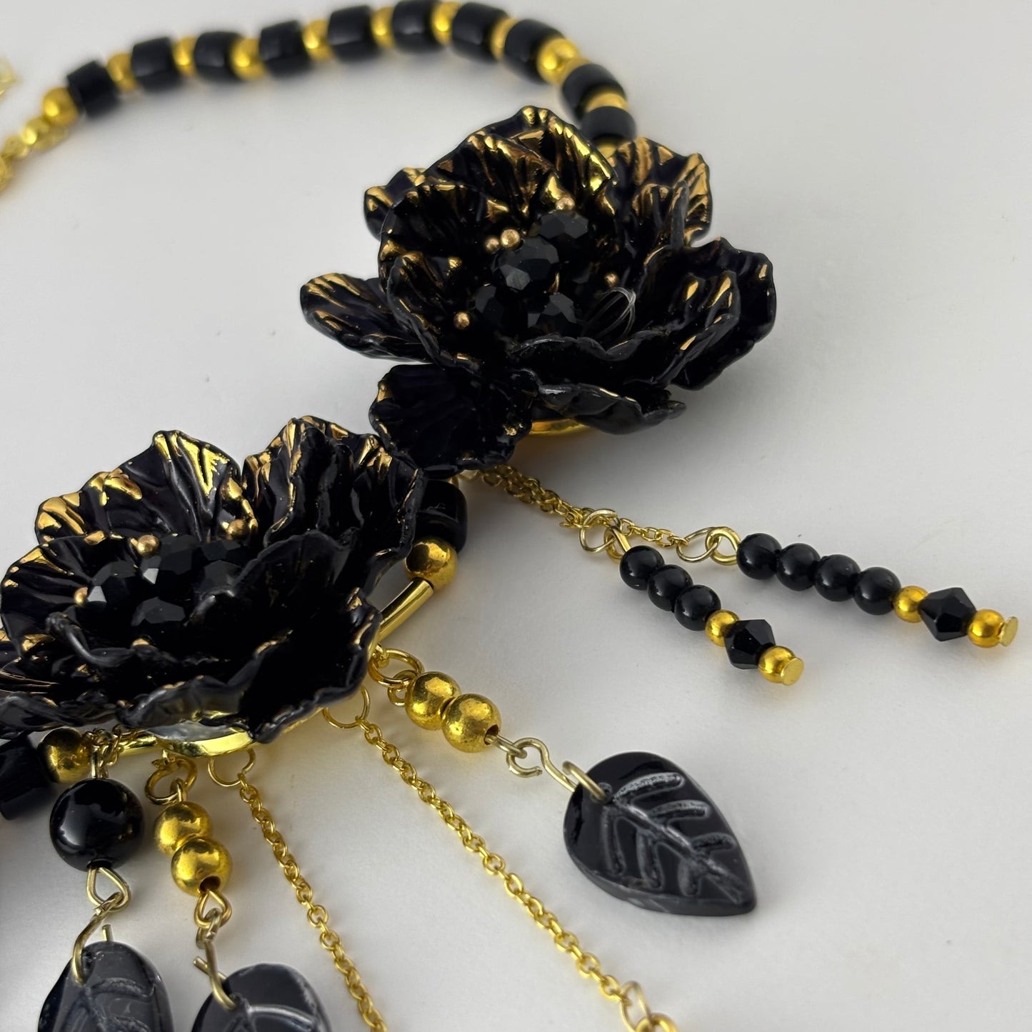 Black Rose Beaded Necklace