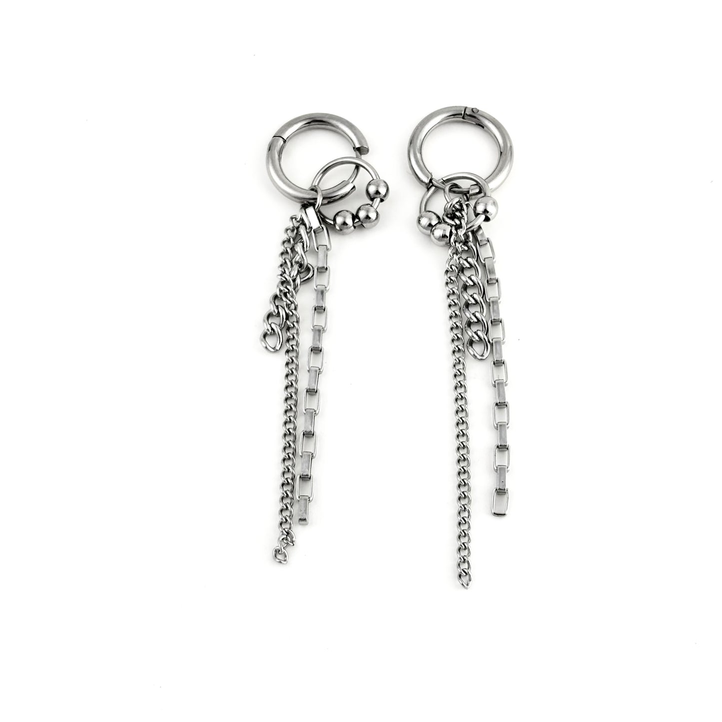 Titanium Circle Chain Patchwork Earrings