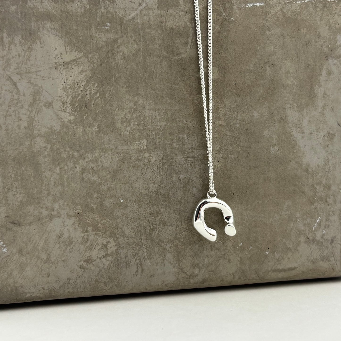 C Shape Pendant Silver Necklace