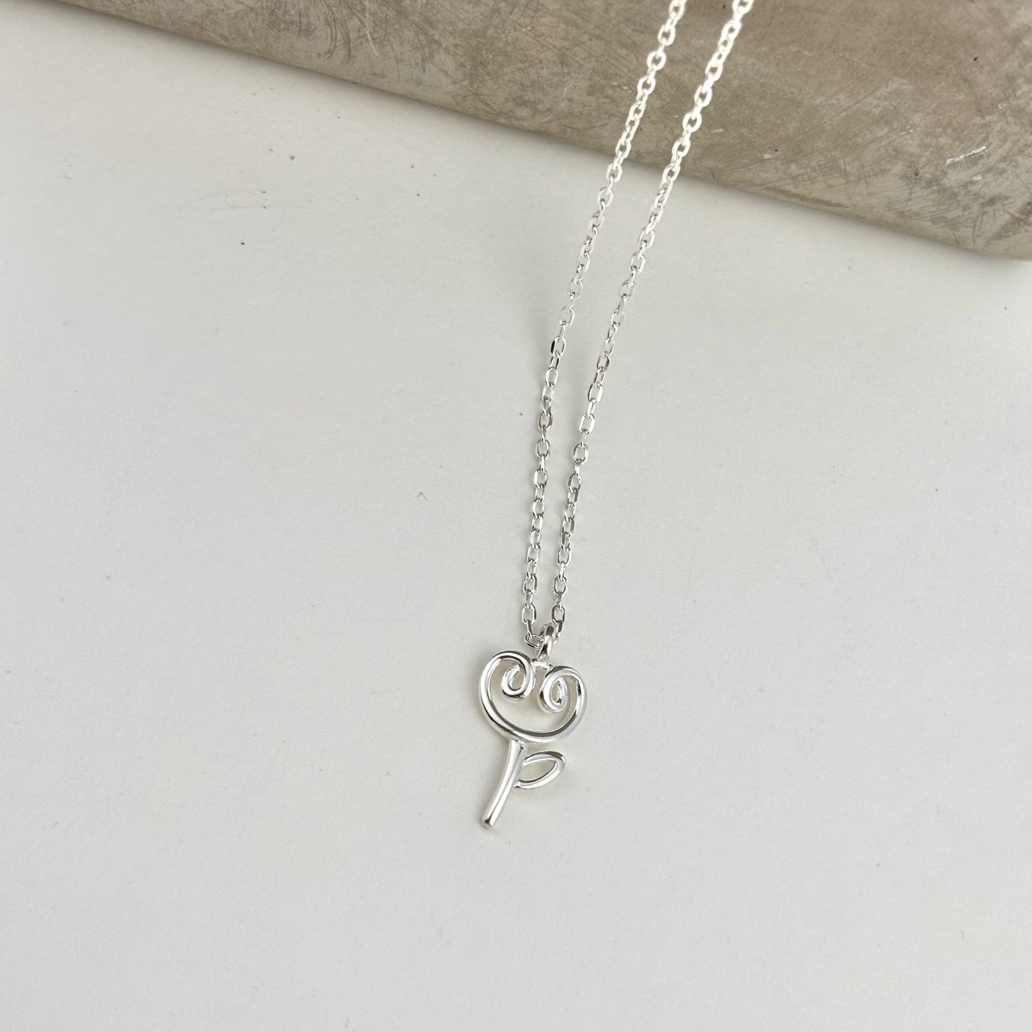 S925 Sterling Silver Abstract Flower Necklace