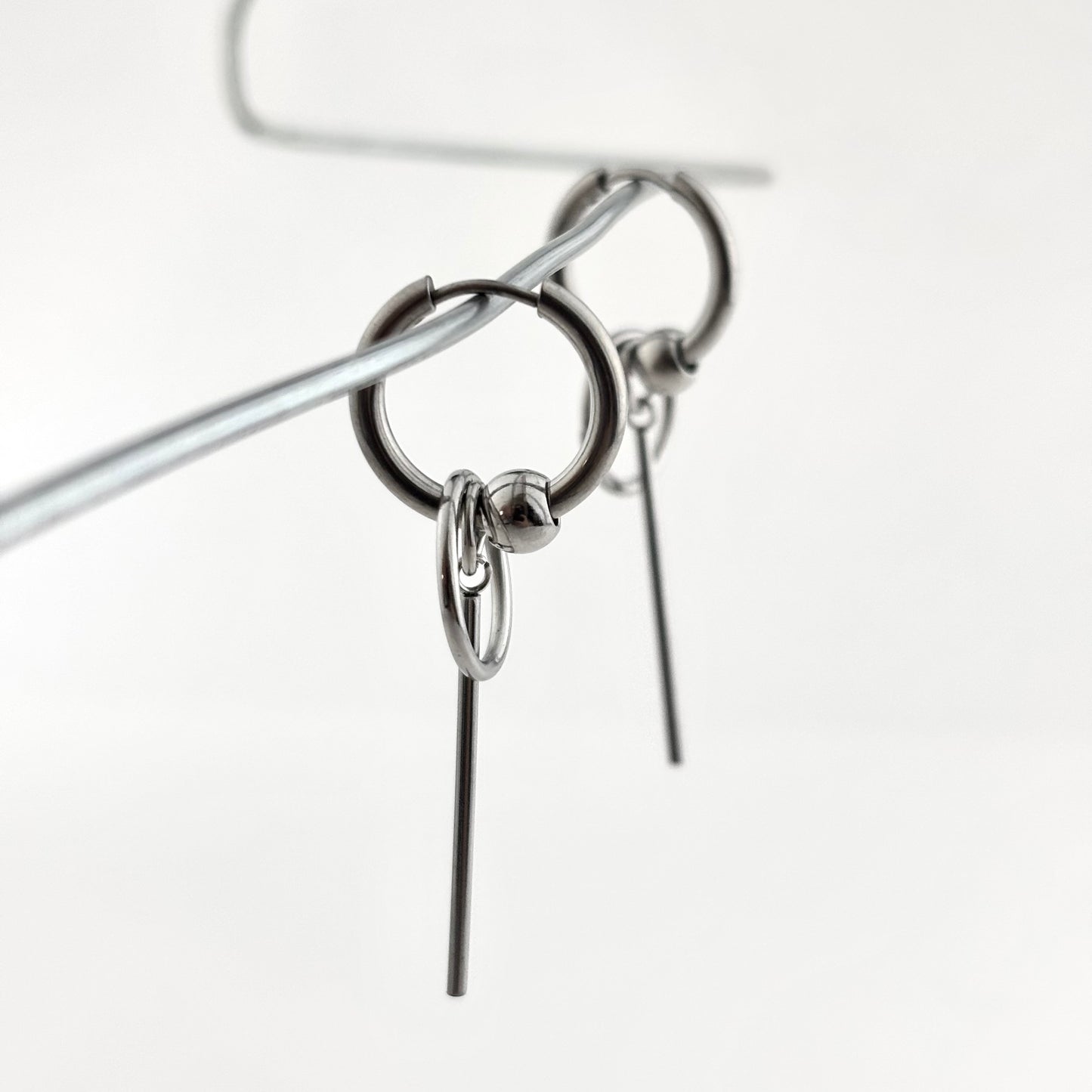 Long Beaded Titanium Earrings