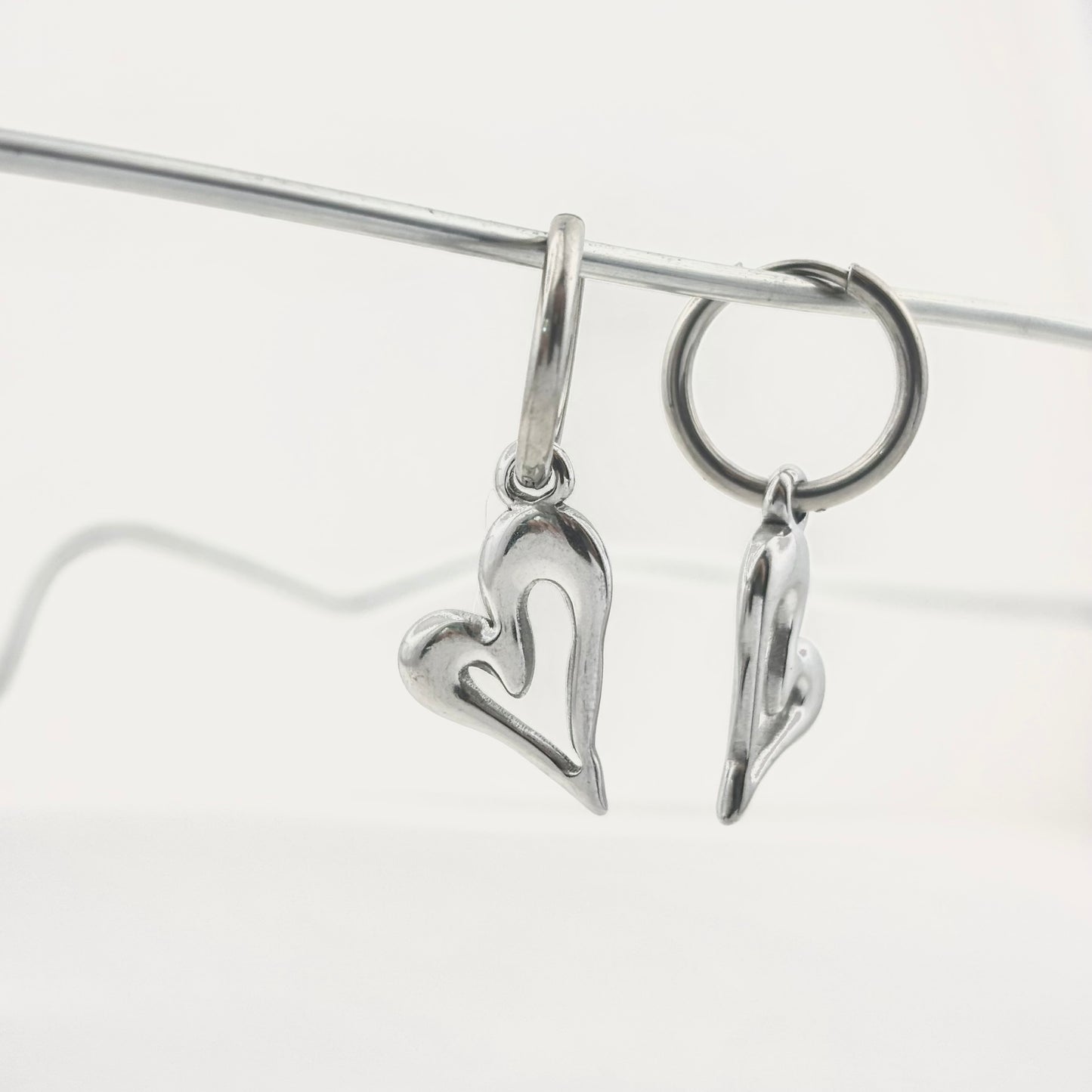 Titanium Steel Heart Dangle Earrings