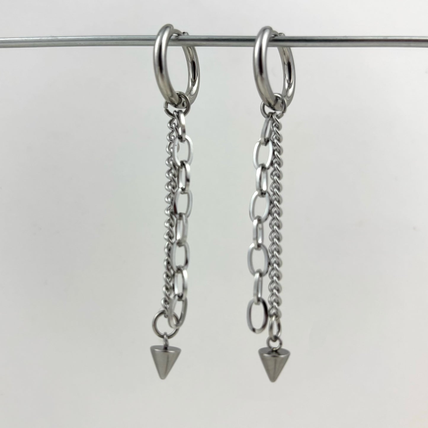 Customized Titanium Patchwork Rivet Drop Earrings