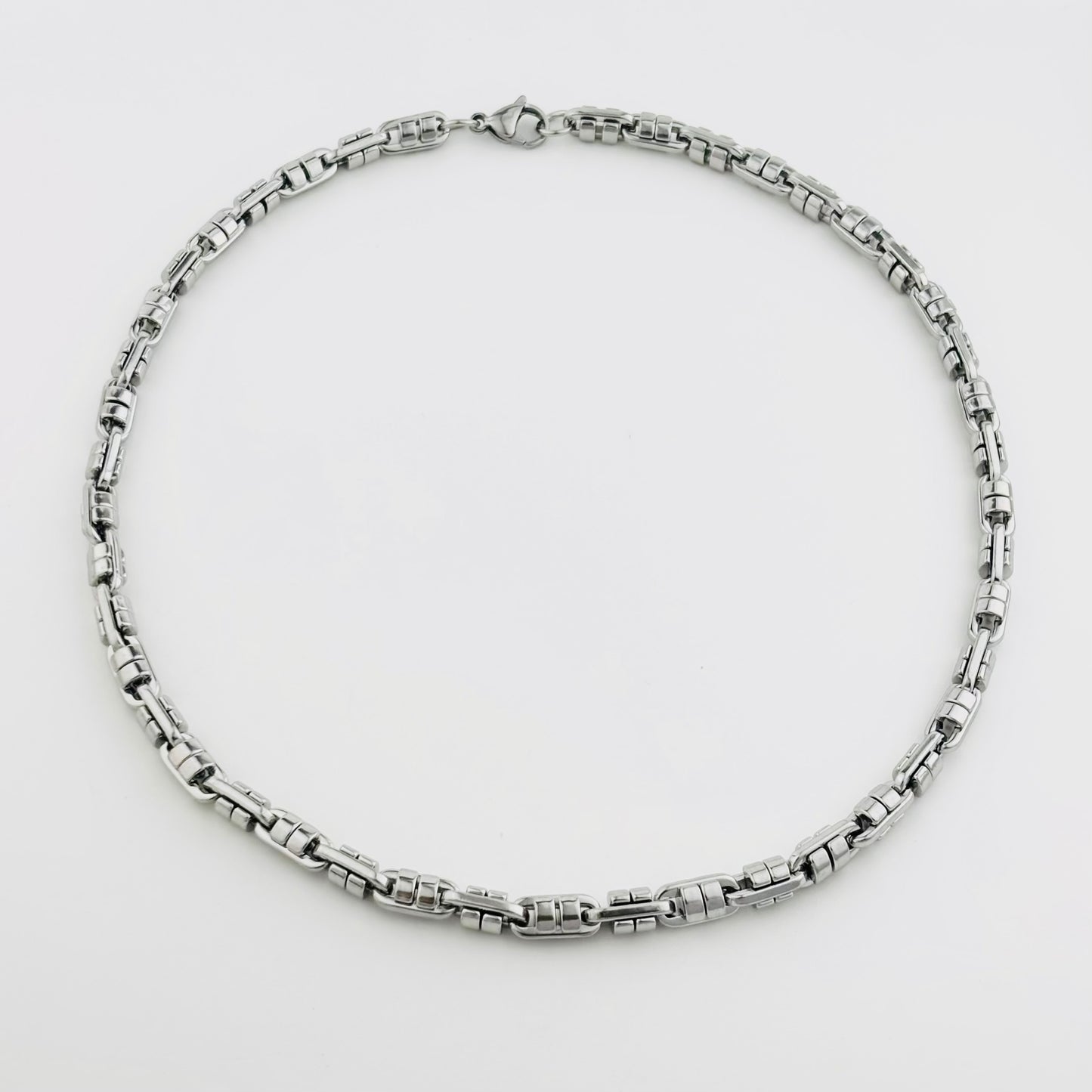 Titanium Chunky Chain Patchwork Necklace