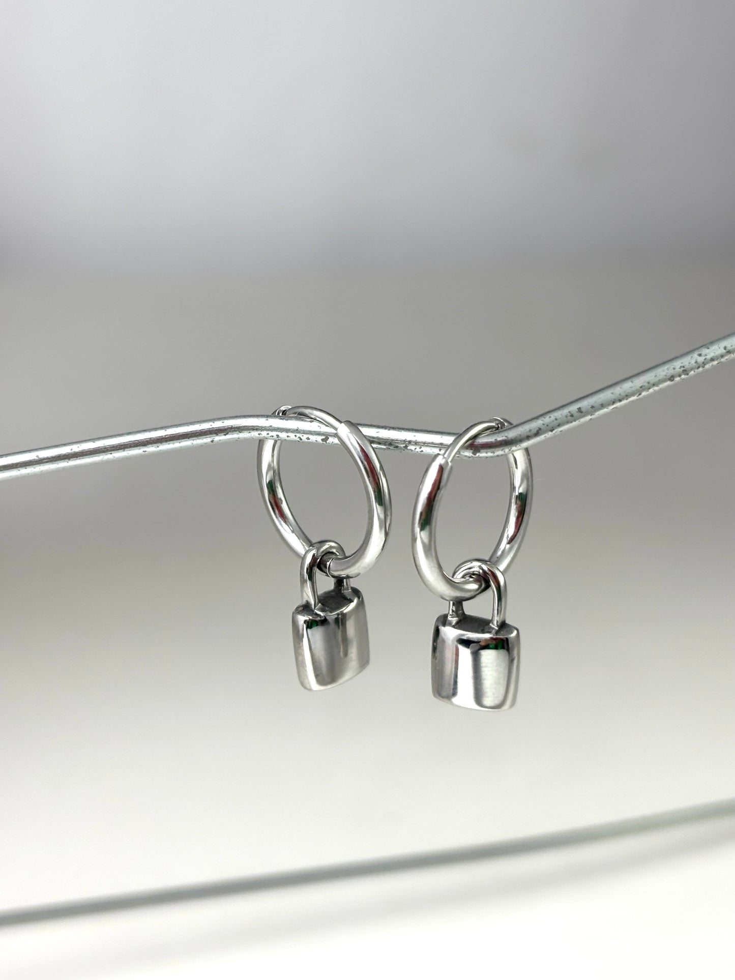 Customized Titanium Small Lock Earrings