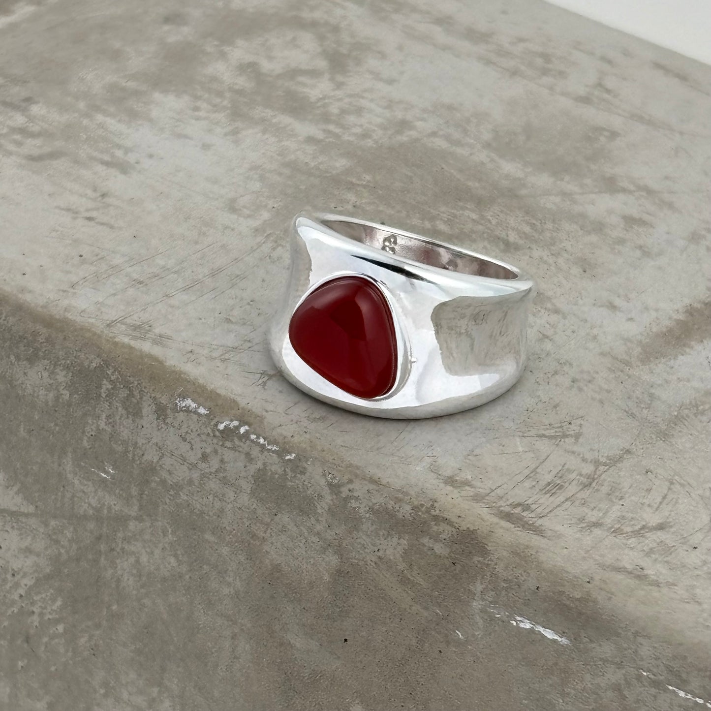 S925 Sterling Silver Onyx Thick Ring