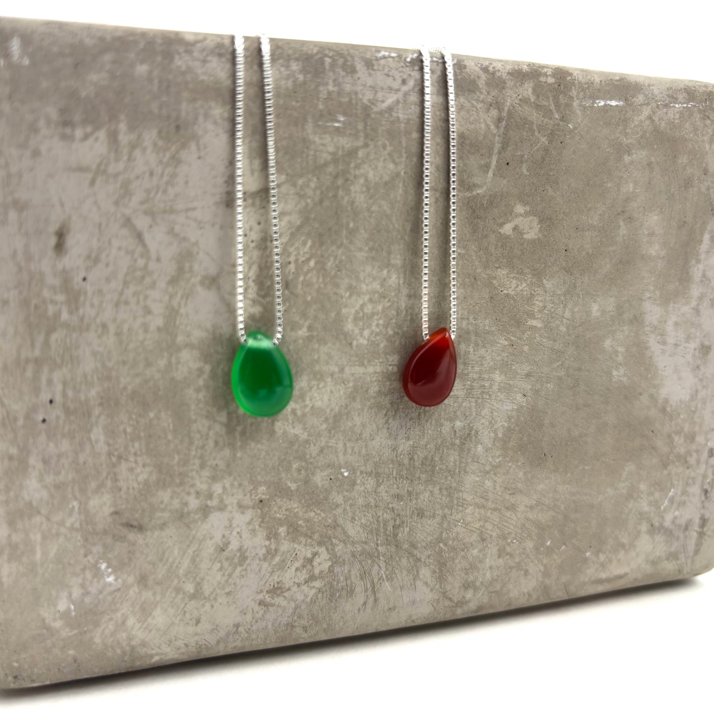 S925 Sterling Silver Green Agate Pendant Necklace