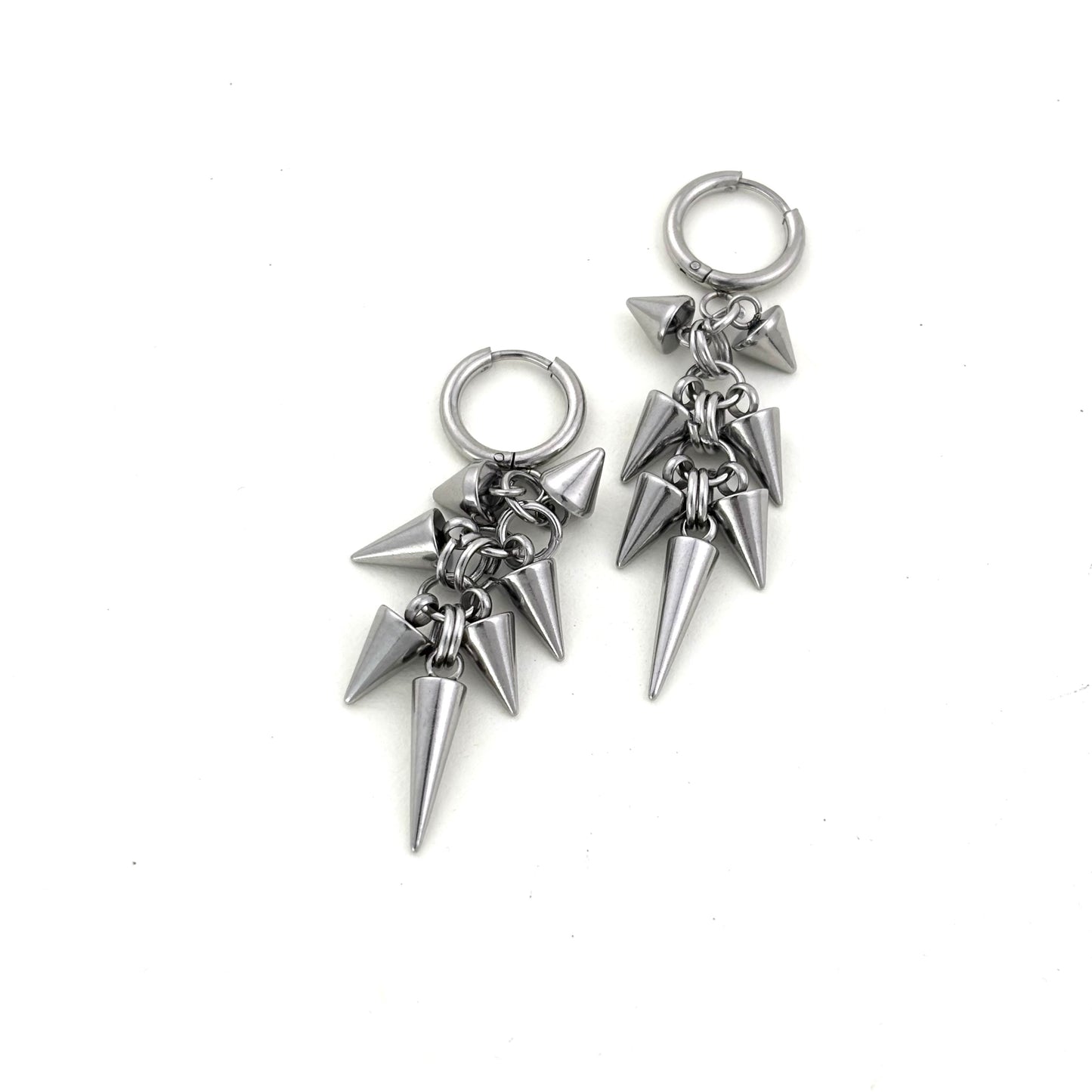 Titanium steel rivets conical bullet earrings