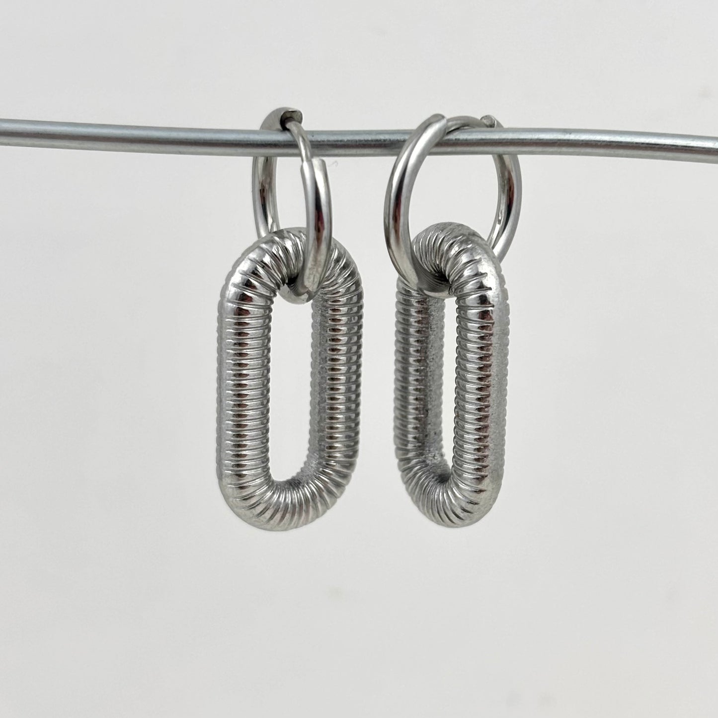 Customized Titanium Oval Circle Dangle Design Earrings
