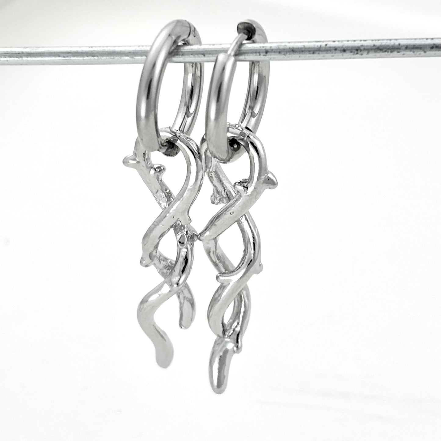 Titanium Twisted Flower Branch Dangle Earrings