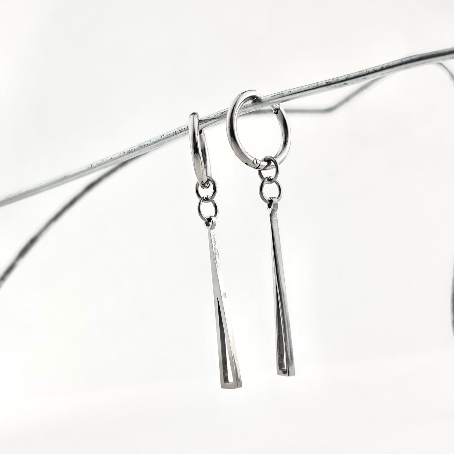 Titanium Waterproof Hollowed Out Triangle Earrings