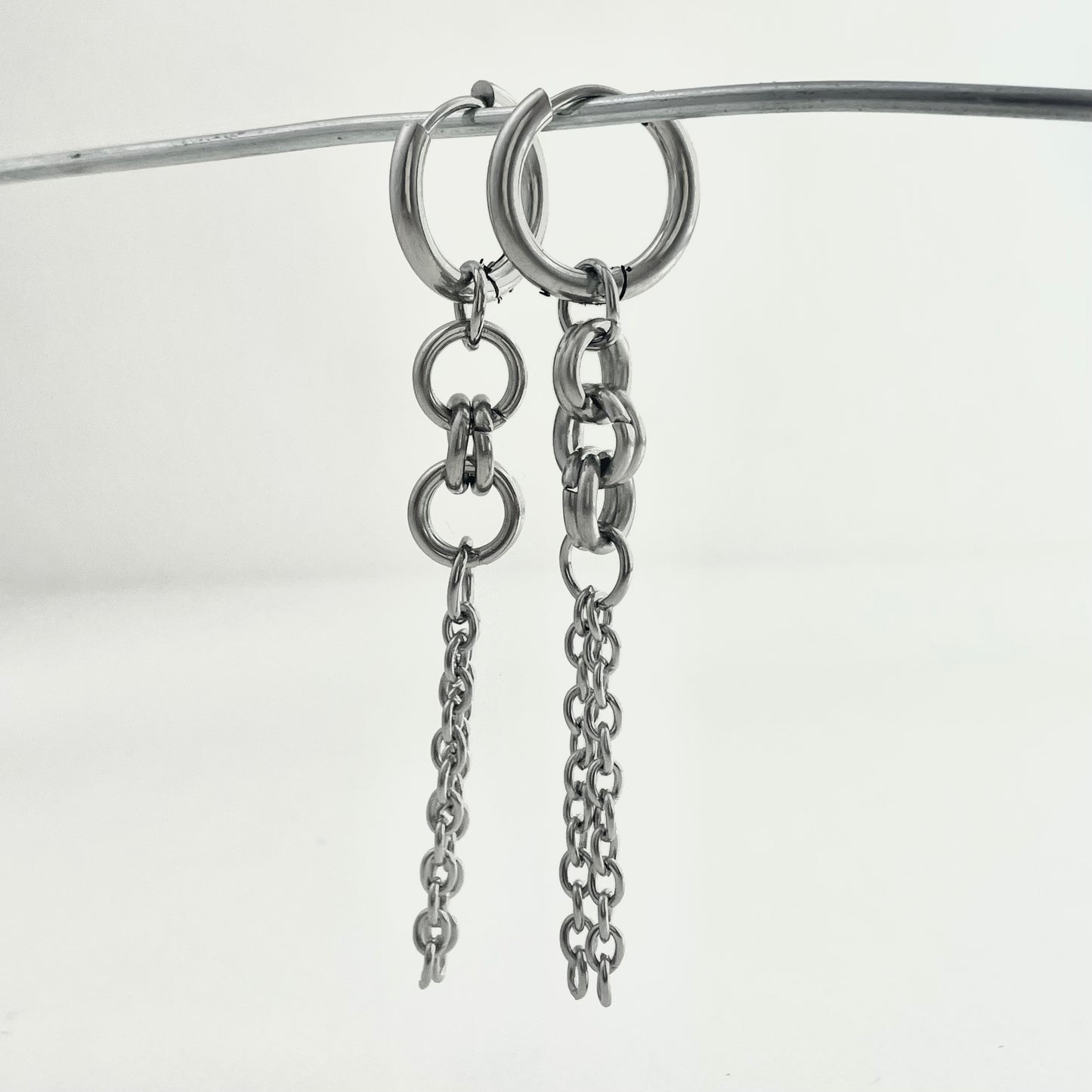 Titanium Steel Circle Segment Earrings