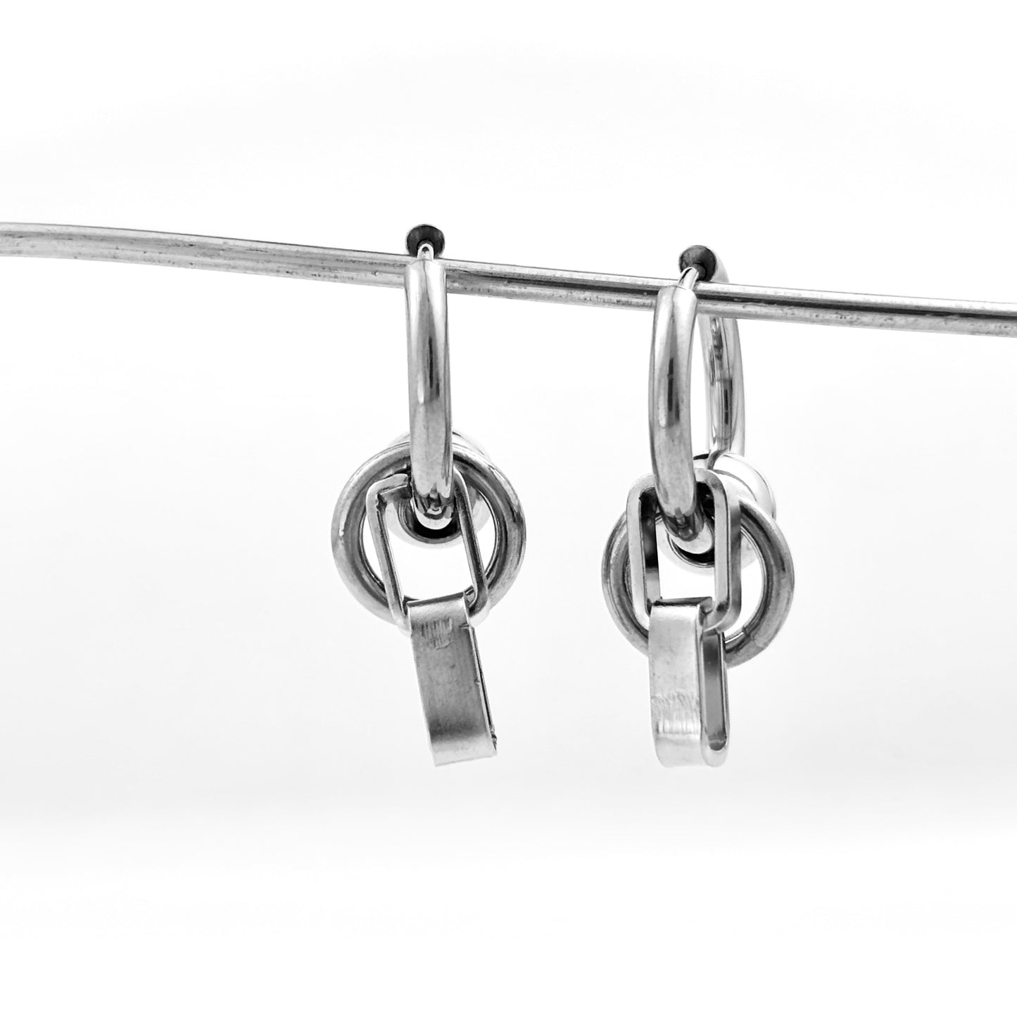Titanium Steel Bead Splicing Earrings