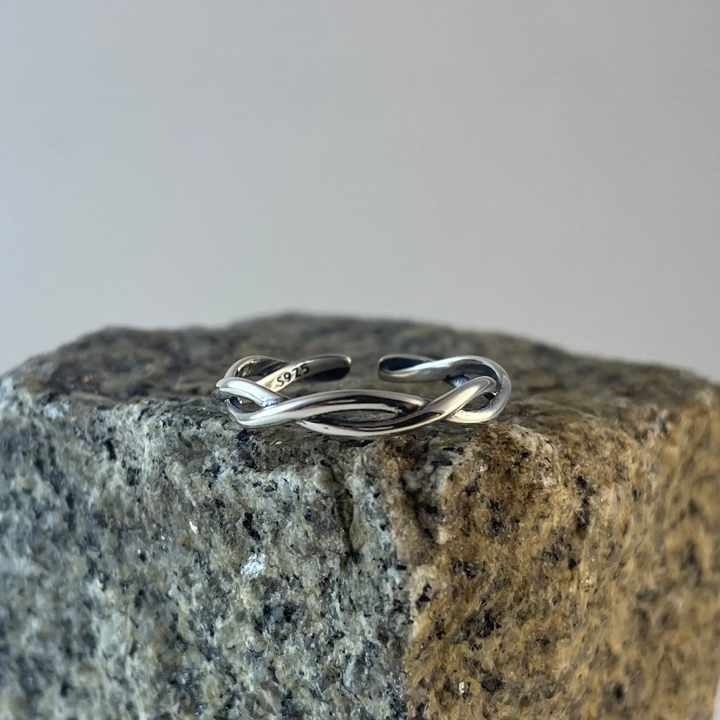 S925 Sterling Silver Twisted Open Ring
