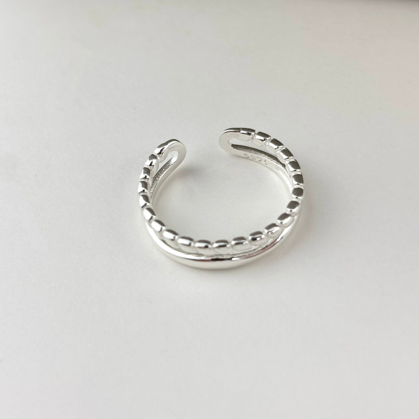 S925 Sterling Silver Double Layers Elegant Ring