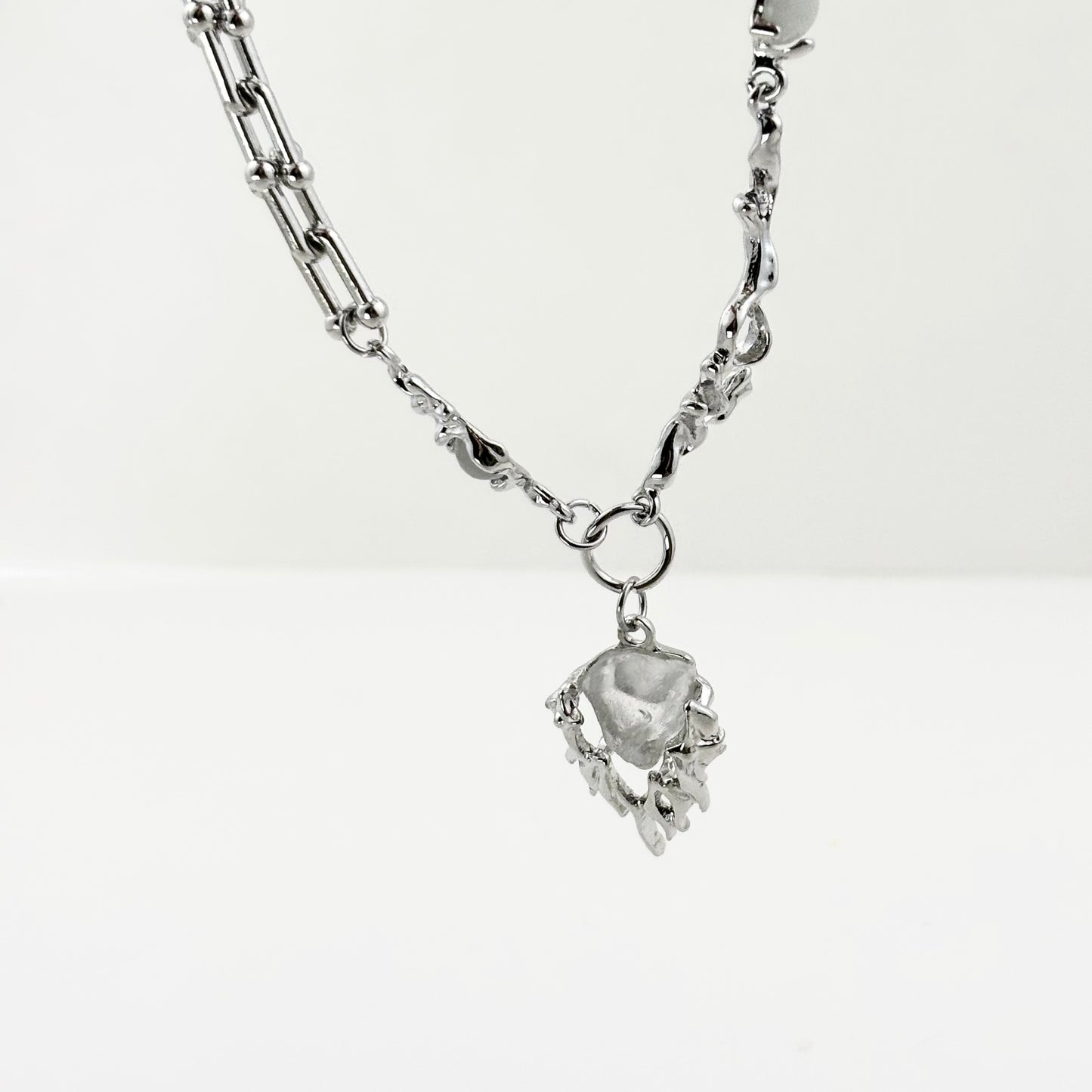 Flame Moonstone Titanium Chain Necklace