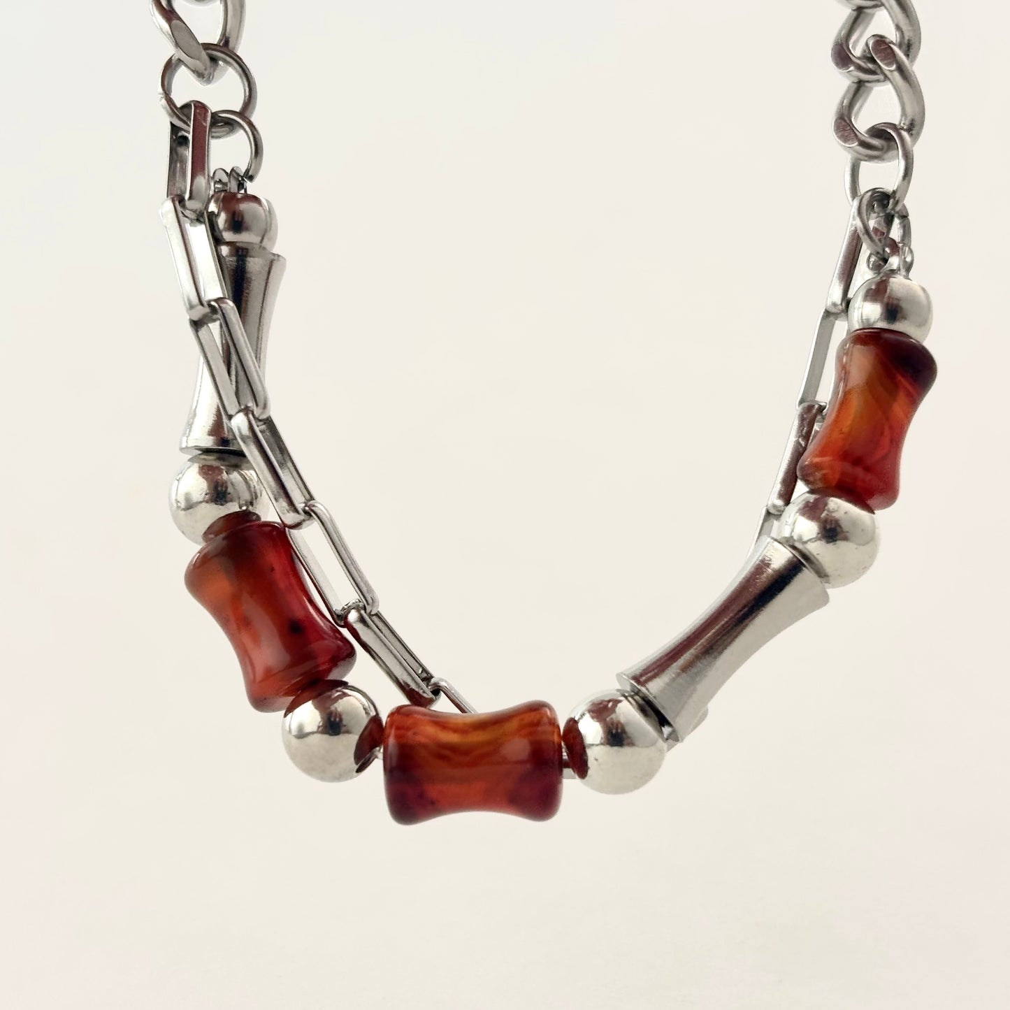 Double Chain Bamboo Design Patchwork Bracelet