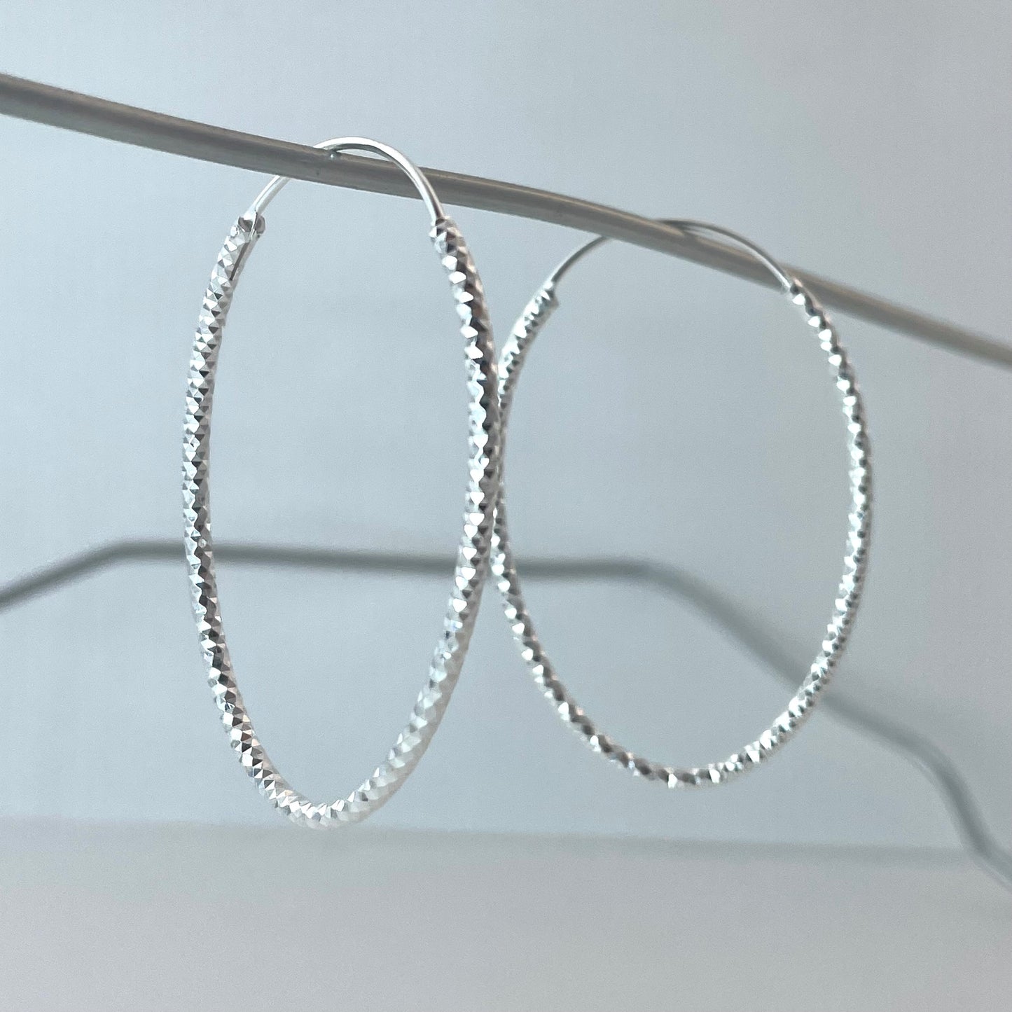 S925 Sterling Silver Shimmering Ripple Hoop Earrings