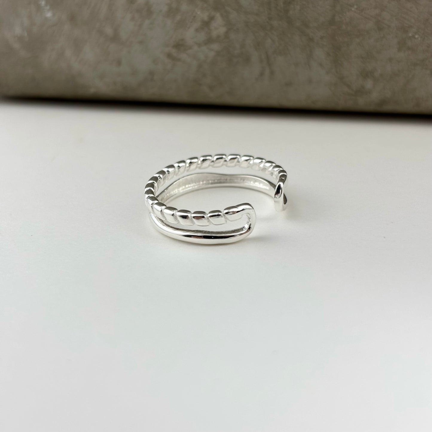 S925 Sterling Silver Double Layers Elegant Ring