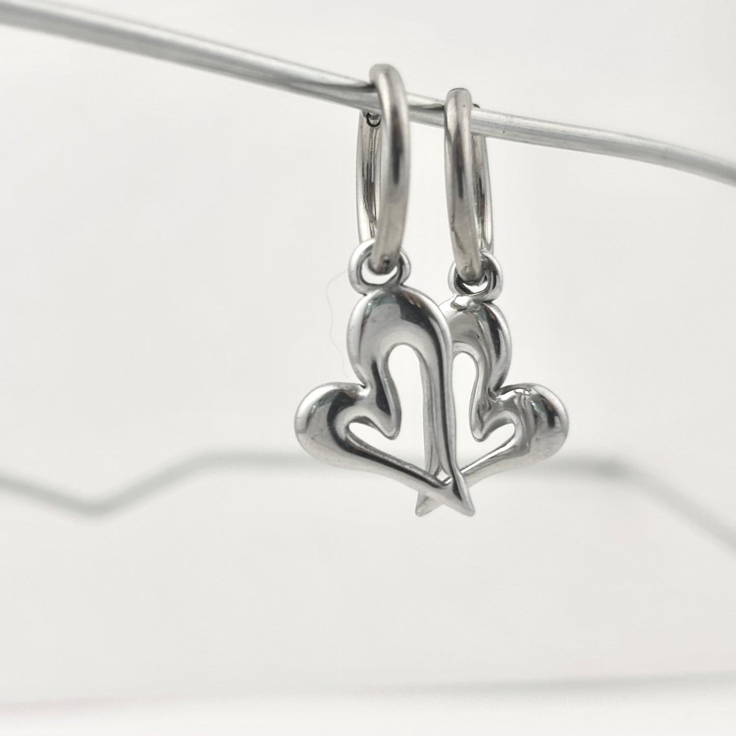Titanium Steel Heart Dangle Earrings