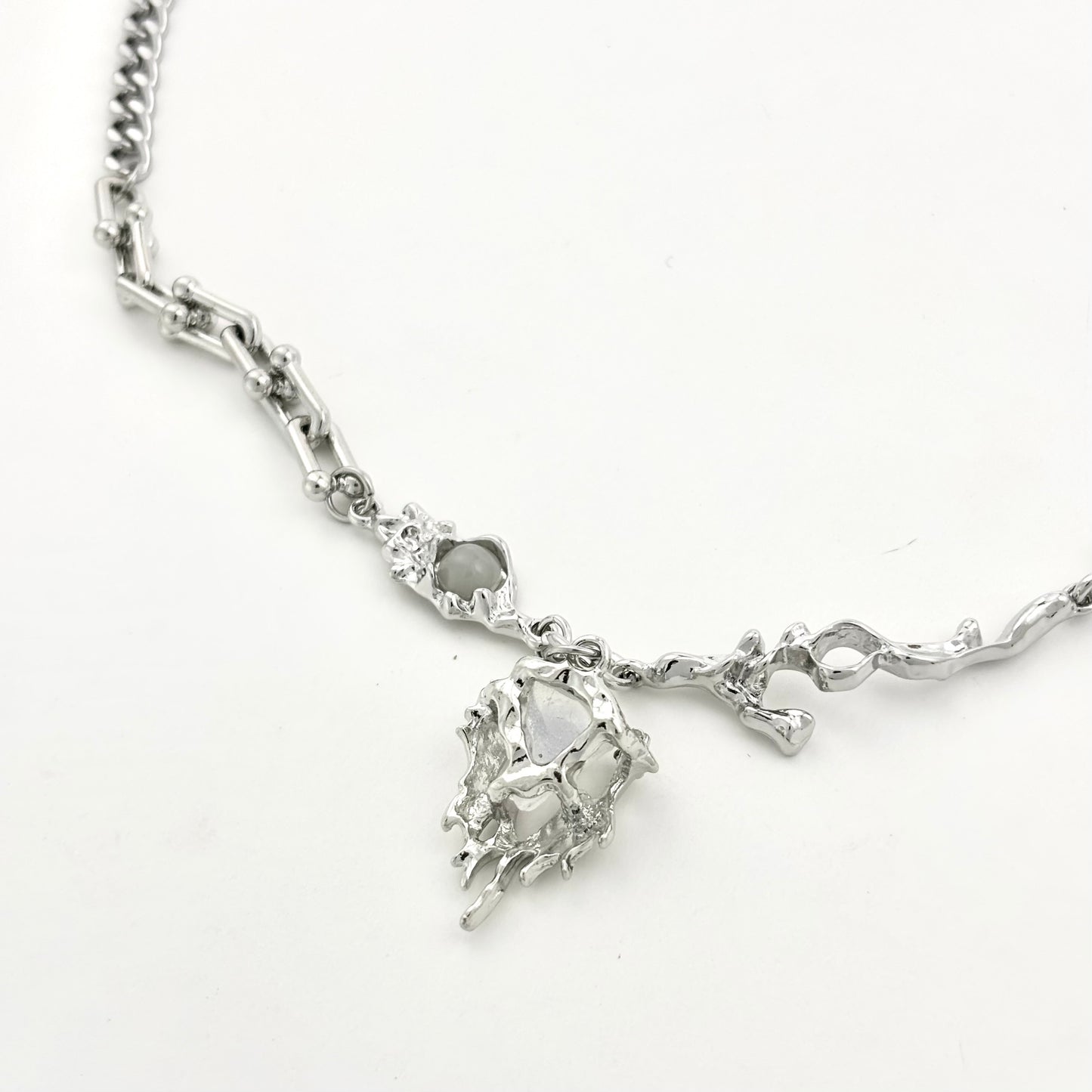 Flame Moonstone Titanium Chain Necklace