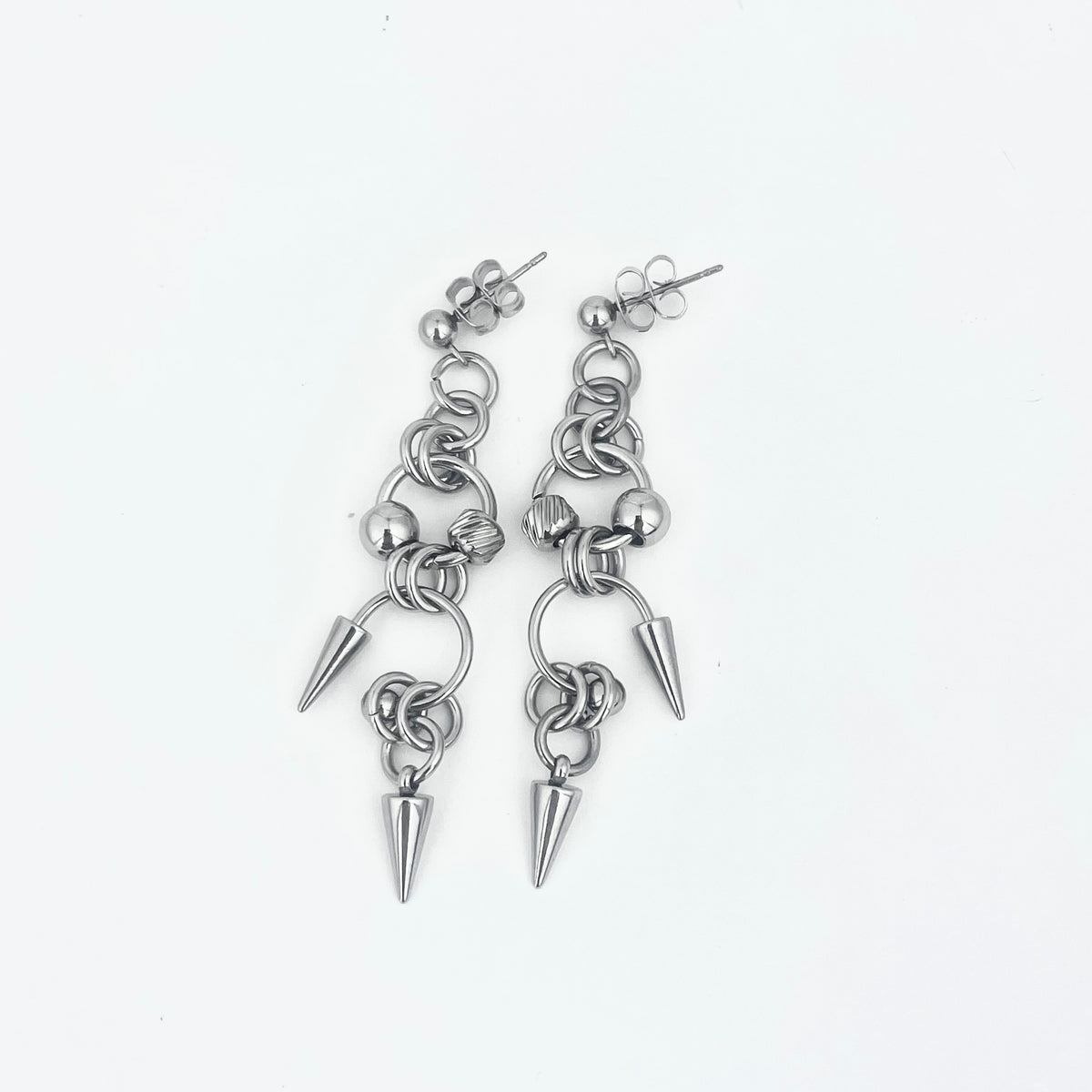 Titanium-Steel Waterproof Interlocking Circle Pendant Earrings