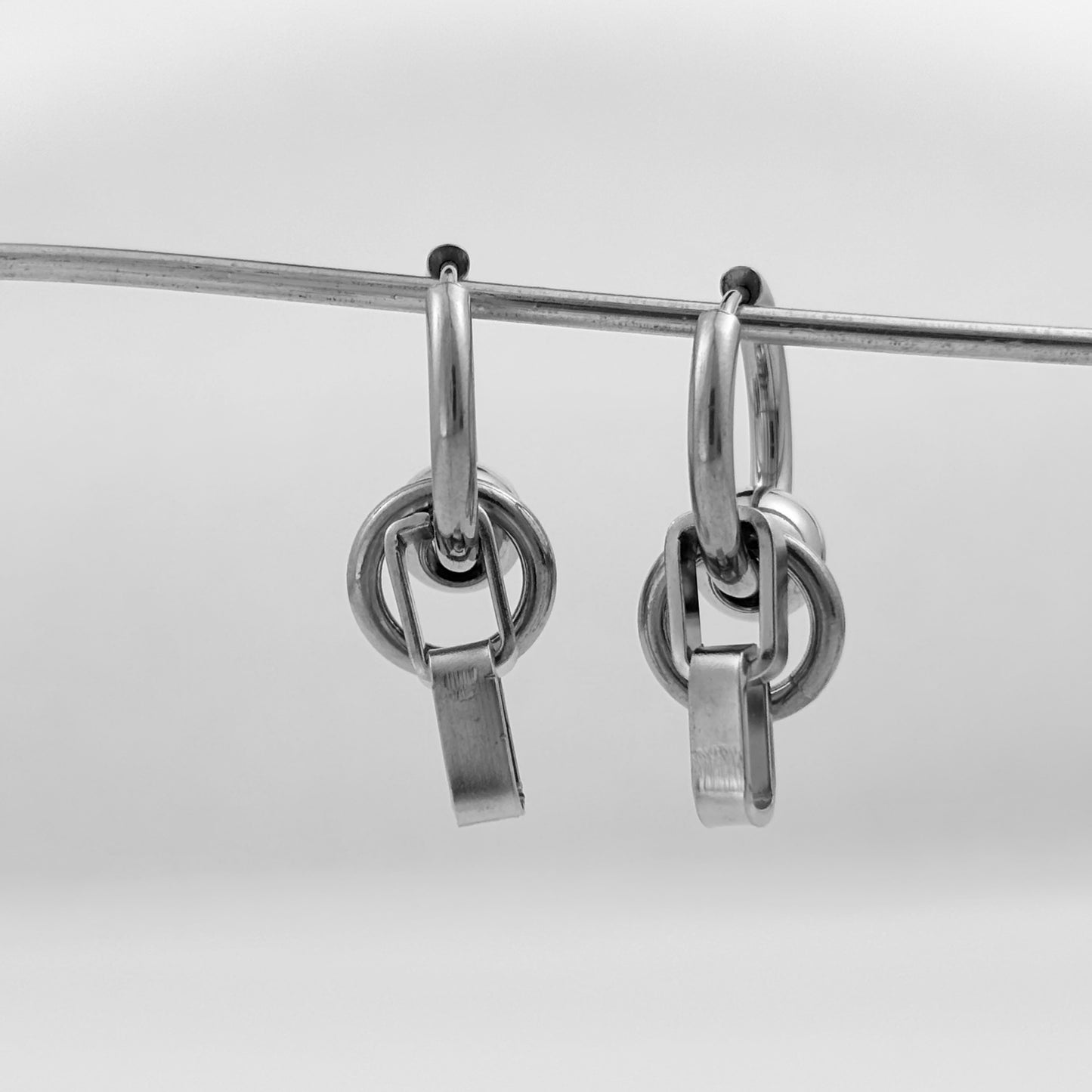 Titanium Steel Bead Splicing Earrings