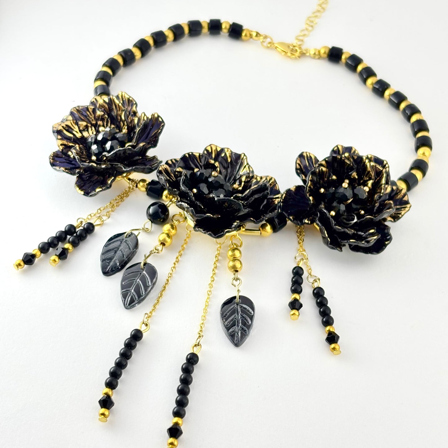 Black Rose Beaded Necklace