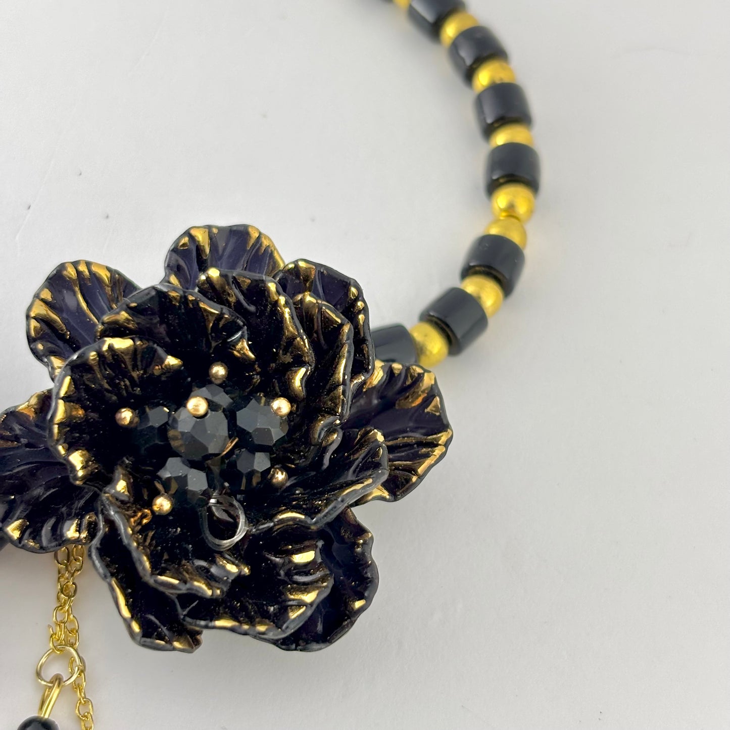 Black Rose Beaded Necklace