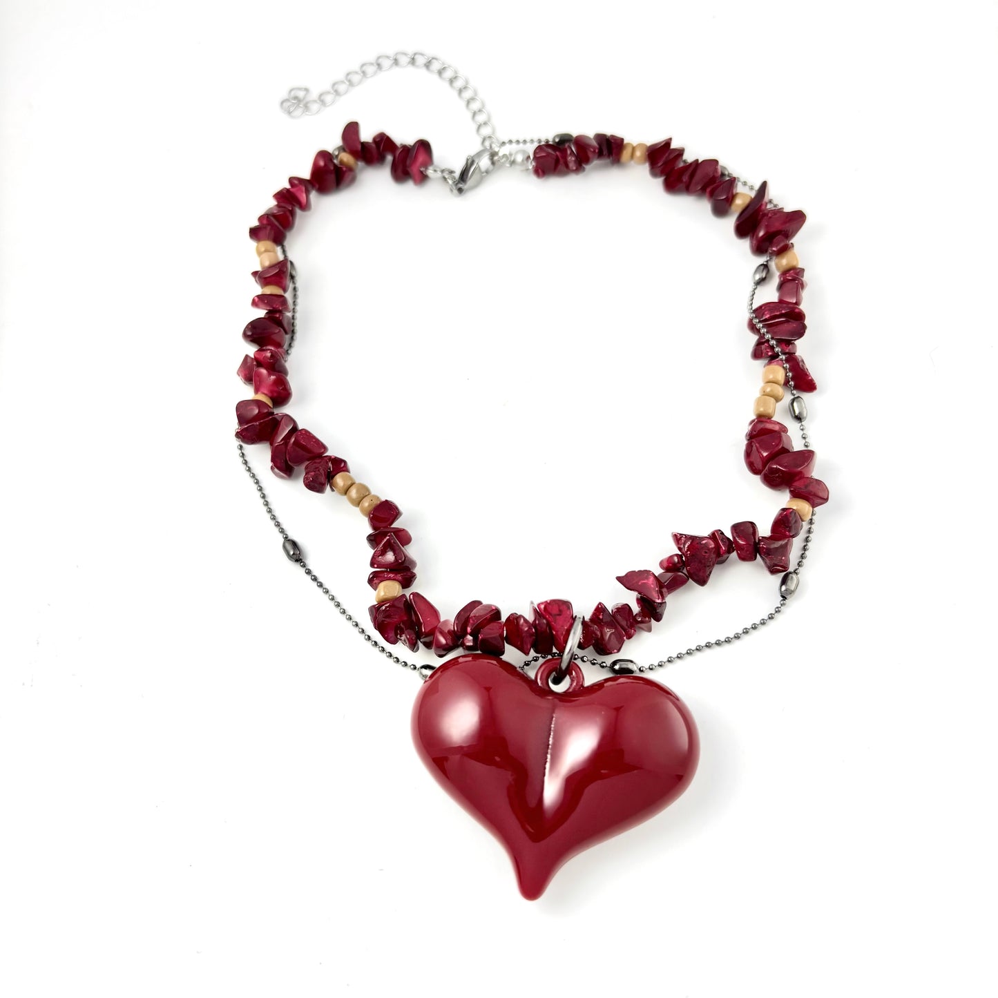 Red Bubble Heart Necklace